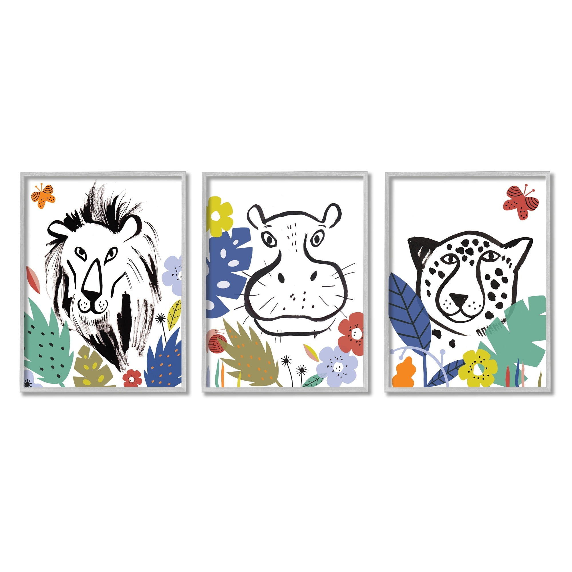 Stupell Industries Jungle Animal Kingdom Colorful Kids Pet Illustration,24 x 30, Design by Abi Hall