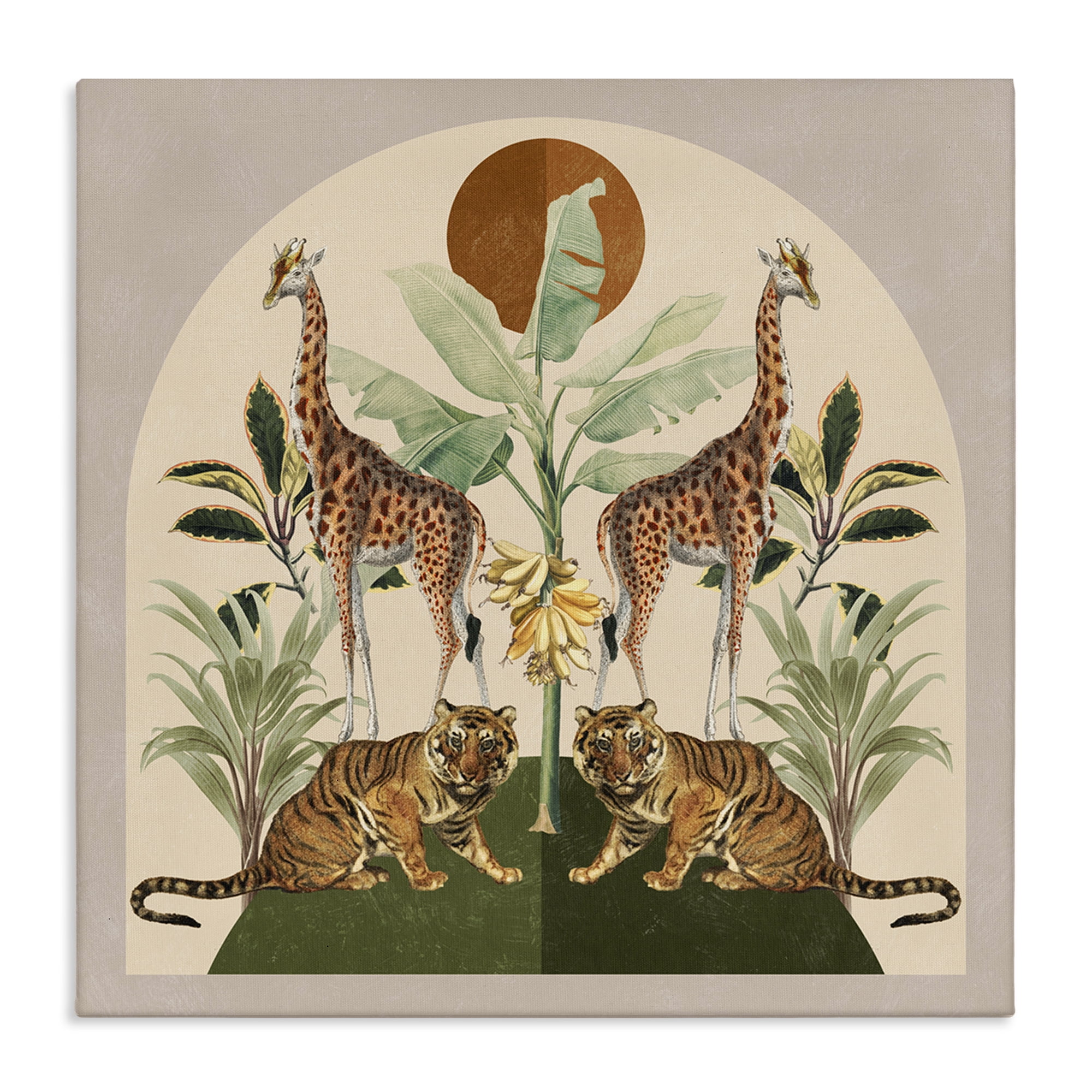 Stupell Industries Jungle Animals Motif Landscape Painting Gallery Wrapped Canvas Art Print Wall Art, 36 x 36