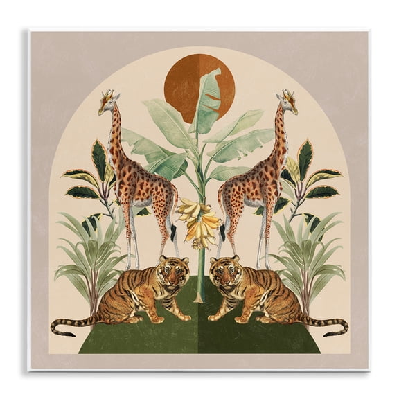 Stupell Industries Jungle Animals Motif Landscape Painting Unframed Art Print Wall Art, 12 x 12