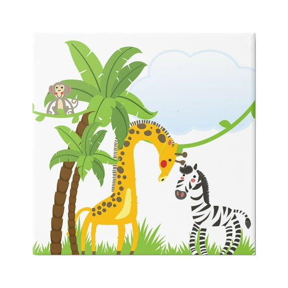 Stupell Industries Jungle Animals & Palm Trees Animals & Insects Painting Gallery Wrapped Canvas Art Print Wall Art, 30 x 30