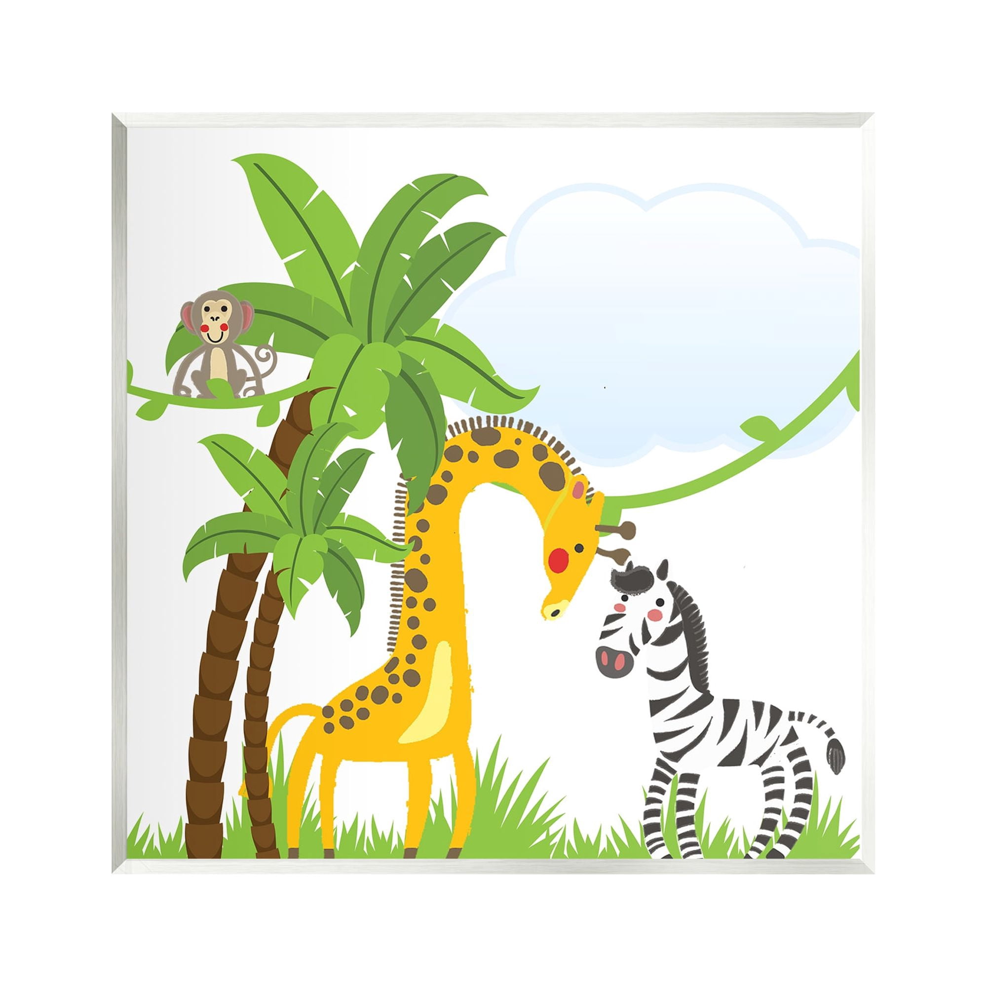 Stupell Industries Jungle Animals & Palm Trees Animals & Insects Painting Unframed Art Print Wall Art, 12 x 12