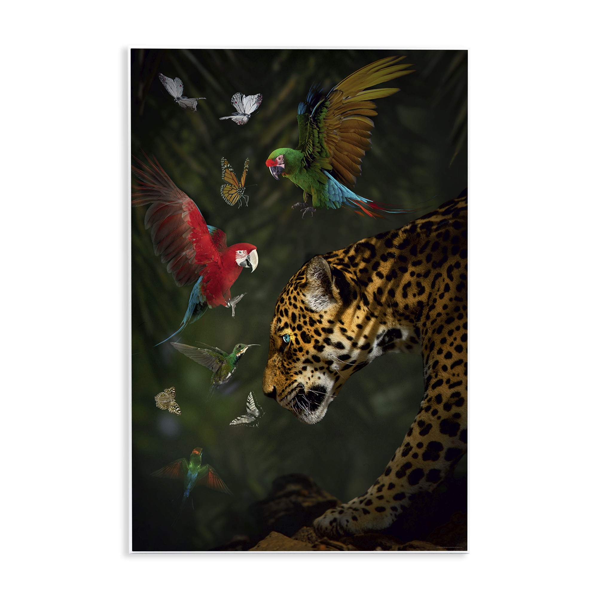 Stupell Industries Jungle Brawl Animals Animals Painting Unframed Art Print Wall Art, 13 x 19