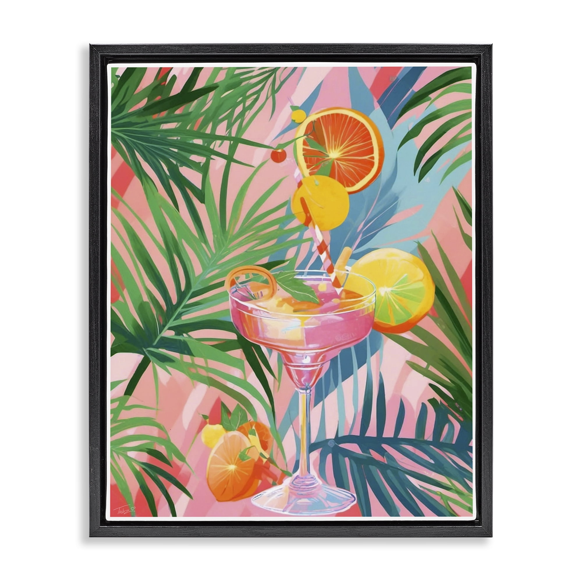 Stupell Industries Jungle Citrus Cocktail Black Framed Floater Canvas Wall Art, design by Tabz Jones