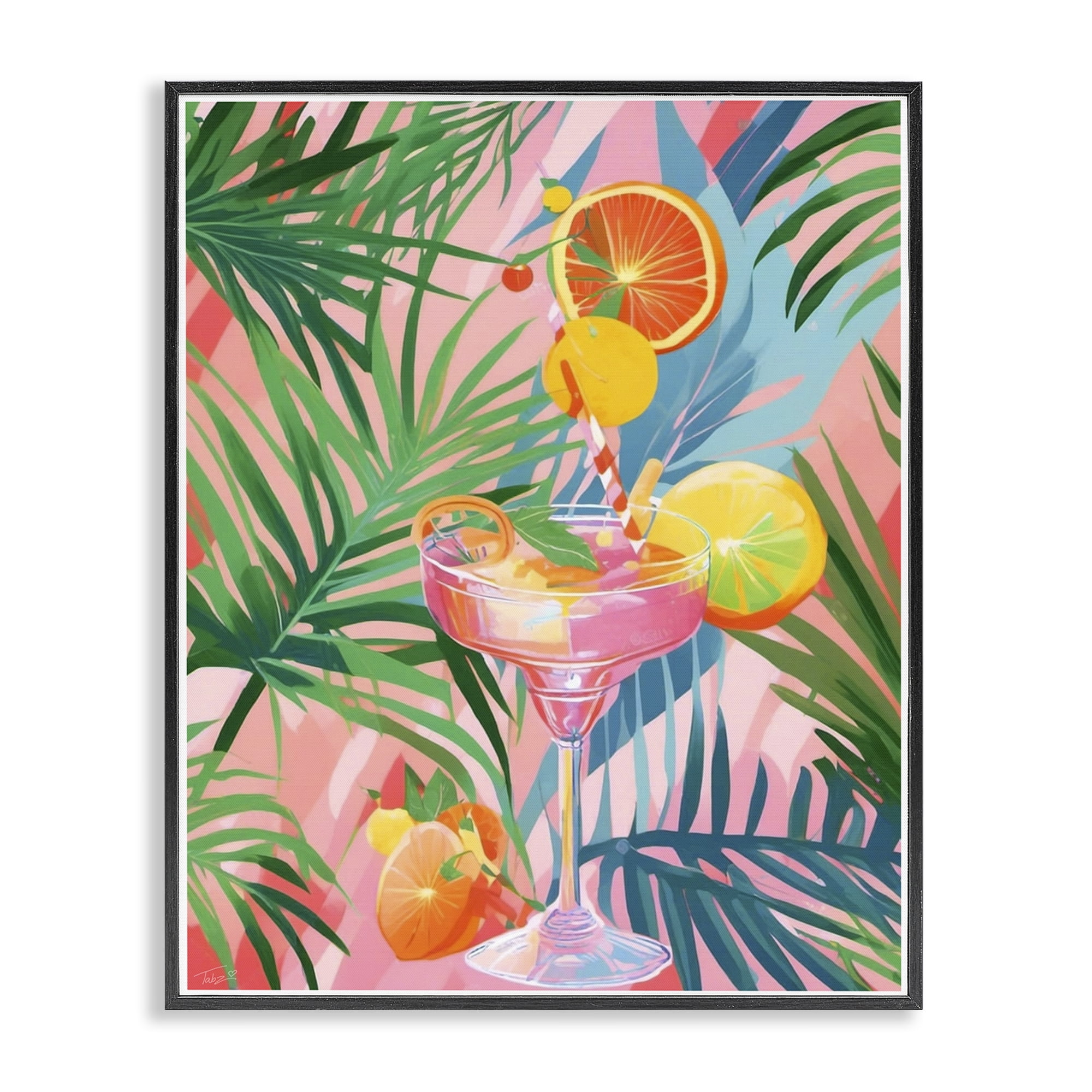 Stupell Industries Jungle Citrus Cocktail Black Framed Giclee Art, design by Tabz Jones