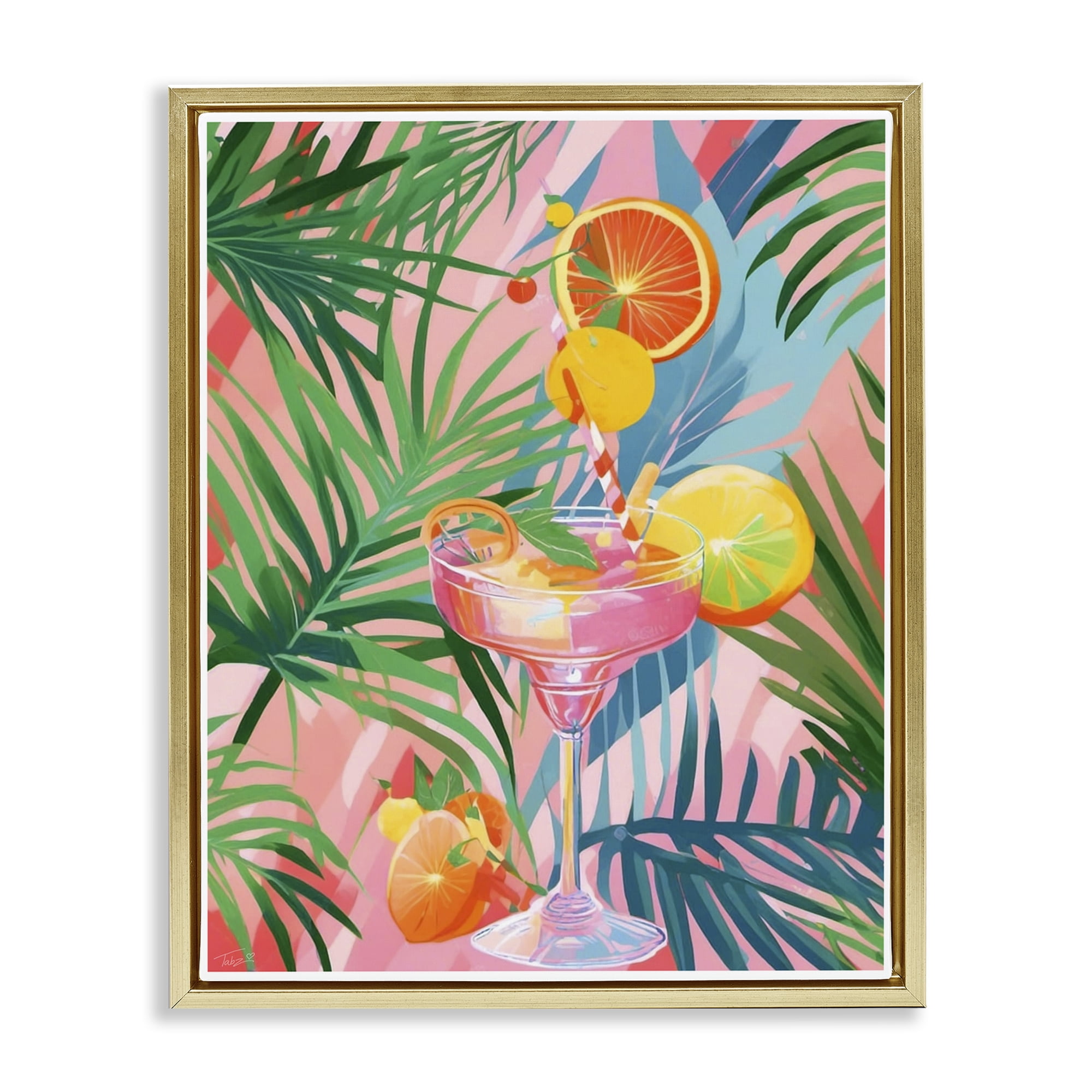 Stupell Industries Jungle Citrus Cocktail Gold Framed Floater Canvas Wall Art, design by Tabz Jones