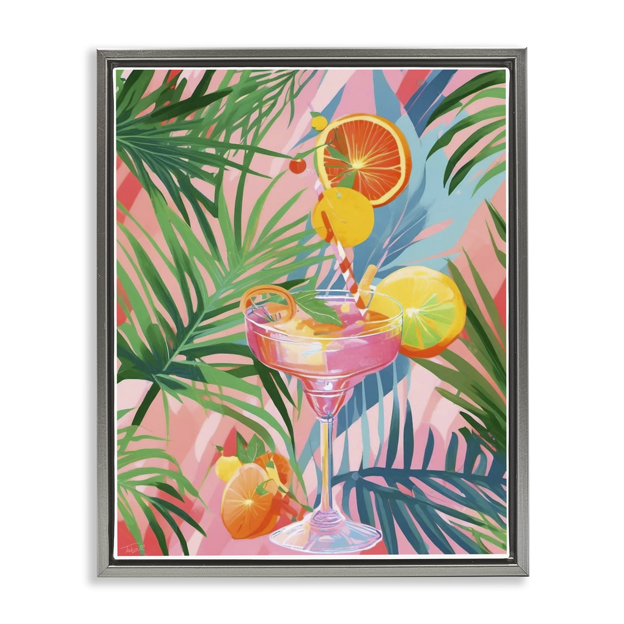 Stupell Industries Jungle Citrus Cocktail Gray Framed Floater Canvas Wall Art, design by Tabz Jones