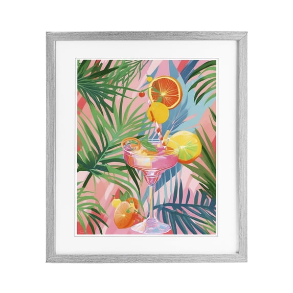 Stupell Industries Contemporary Jungle Citrus Cocktail Gray Framed Print Under Glass, 13 x 16, by Tabz Jones