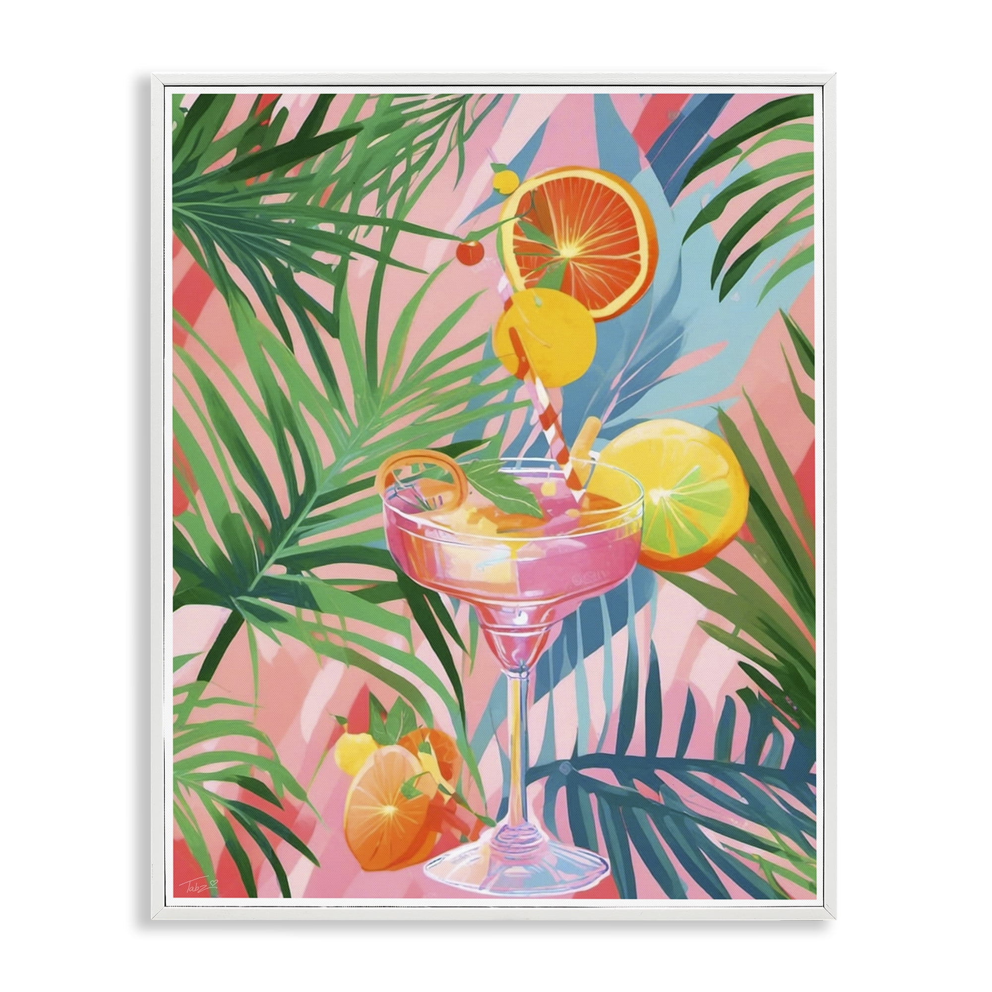 Stupell Industries Jungle Citrus Cocktail White Framed Giclee Art, design by Tabz Jones