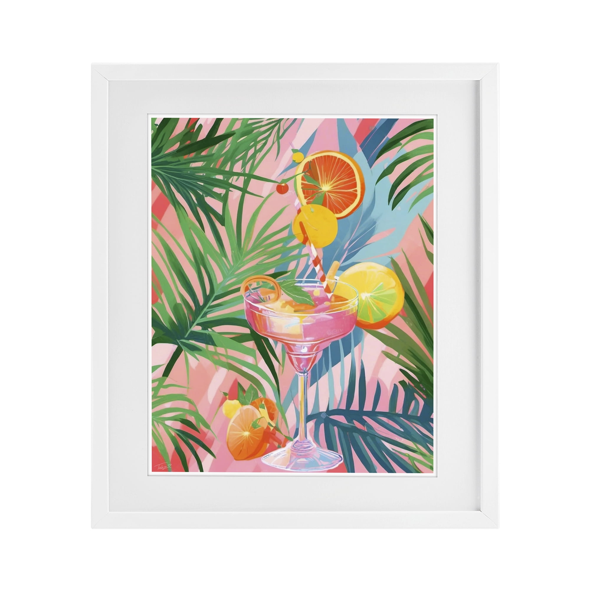 Stupell Industries Jungle Citrus Cocktail White Framed Print Under Glass, design by Tabz Jones