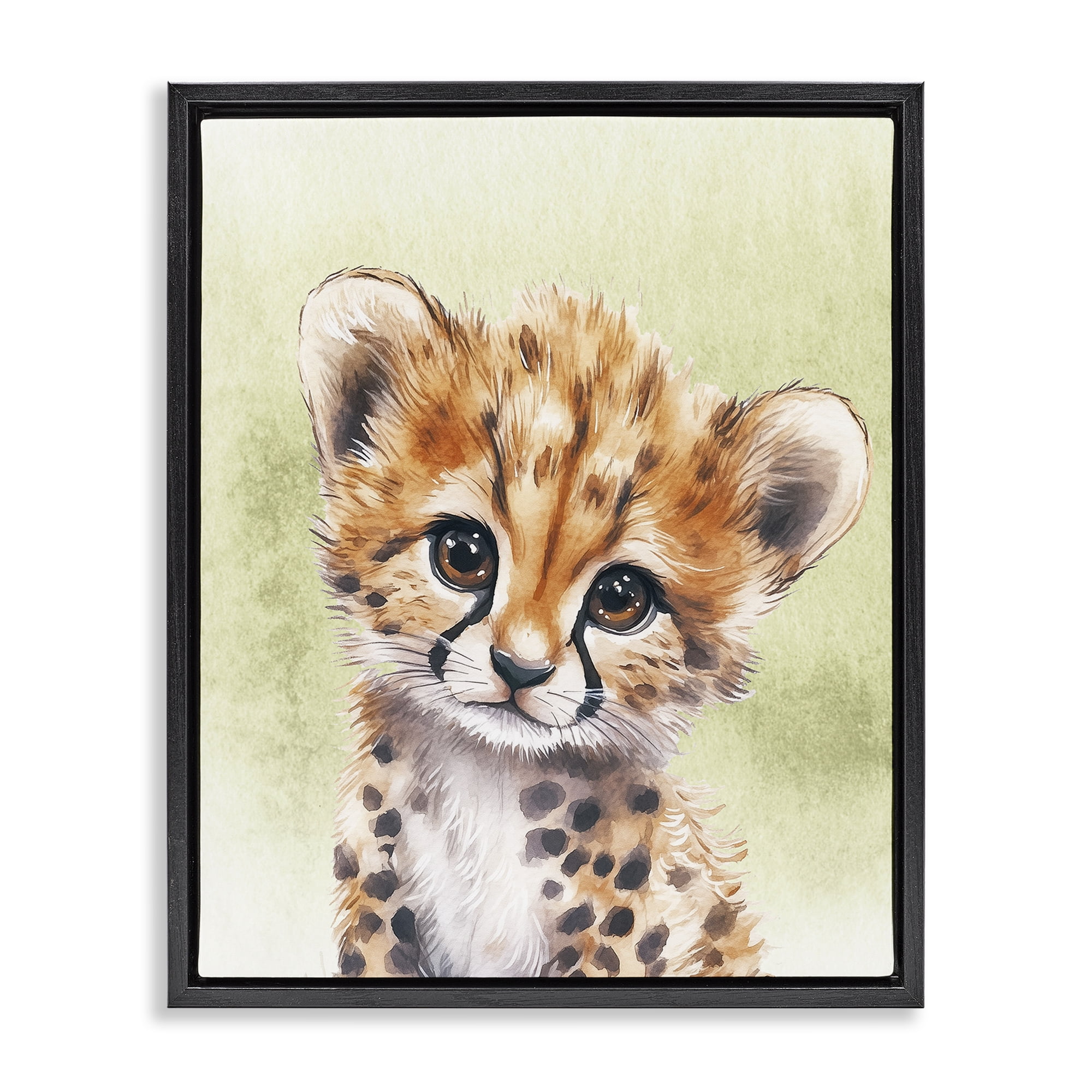 Stupell Industries Jungle Friends Baby Cheetah Black Framed Floater Canvas Wall Art, design by Christine Simpson Art