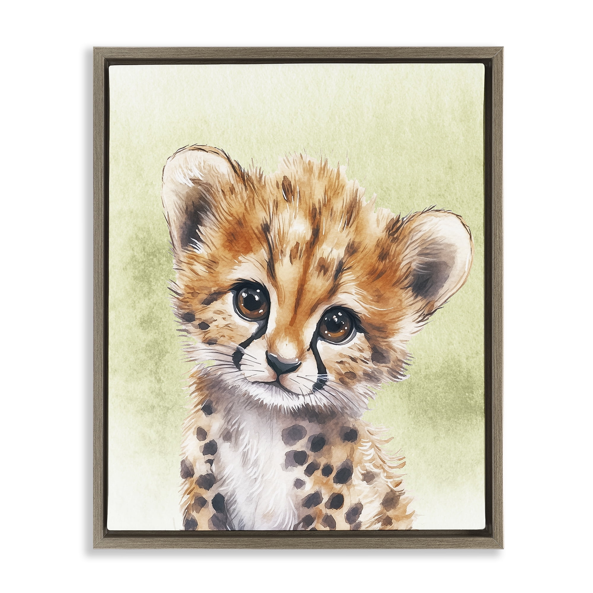 Stupell Industries Jungle Friends Baby Cheetah Brown Framed Floater Canvas Wall Art, design by Christine Simpson Art
