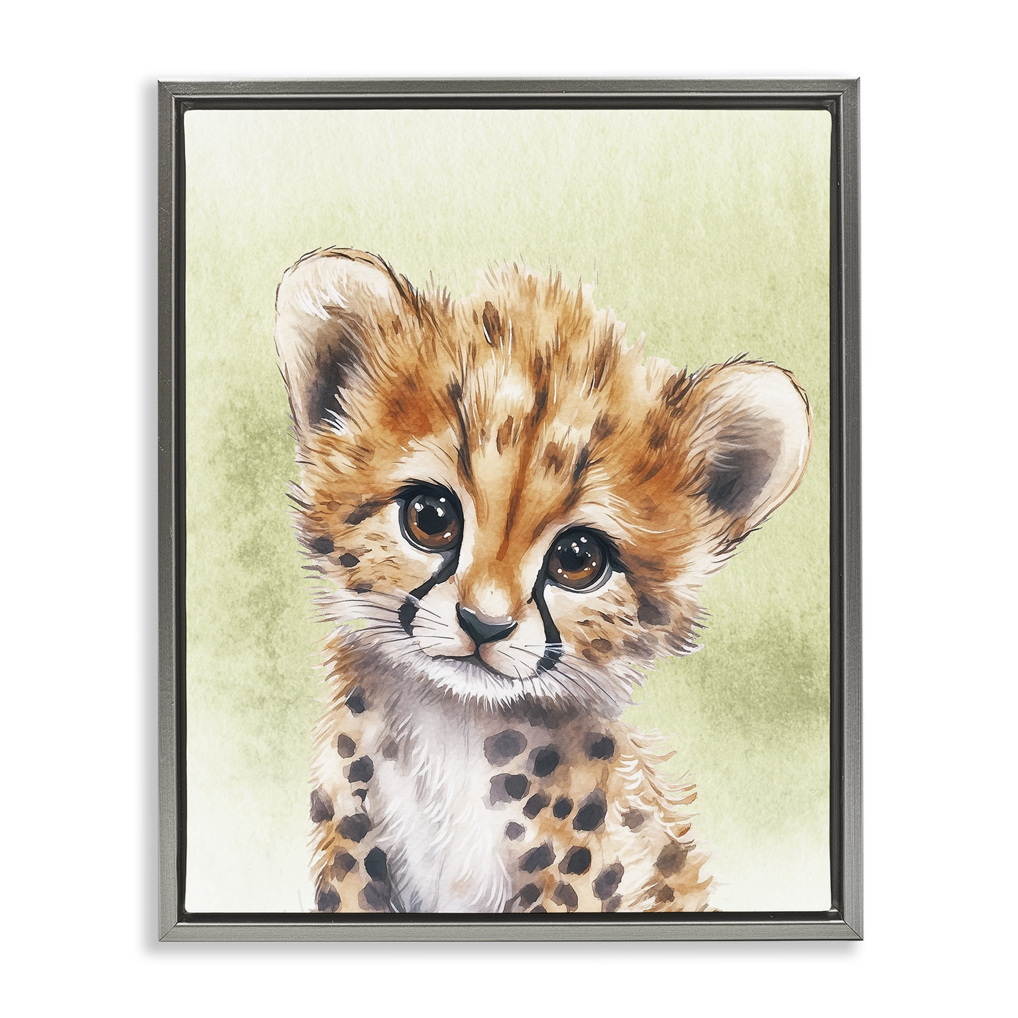 Stupell Industries Jungle Friends Baby Cheetah Gray Framed Floater Canvas Wall Art, design by Christine Simpson Art