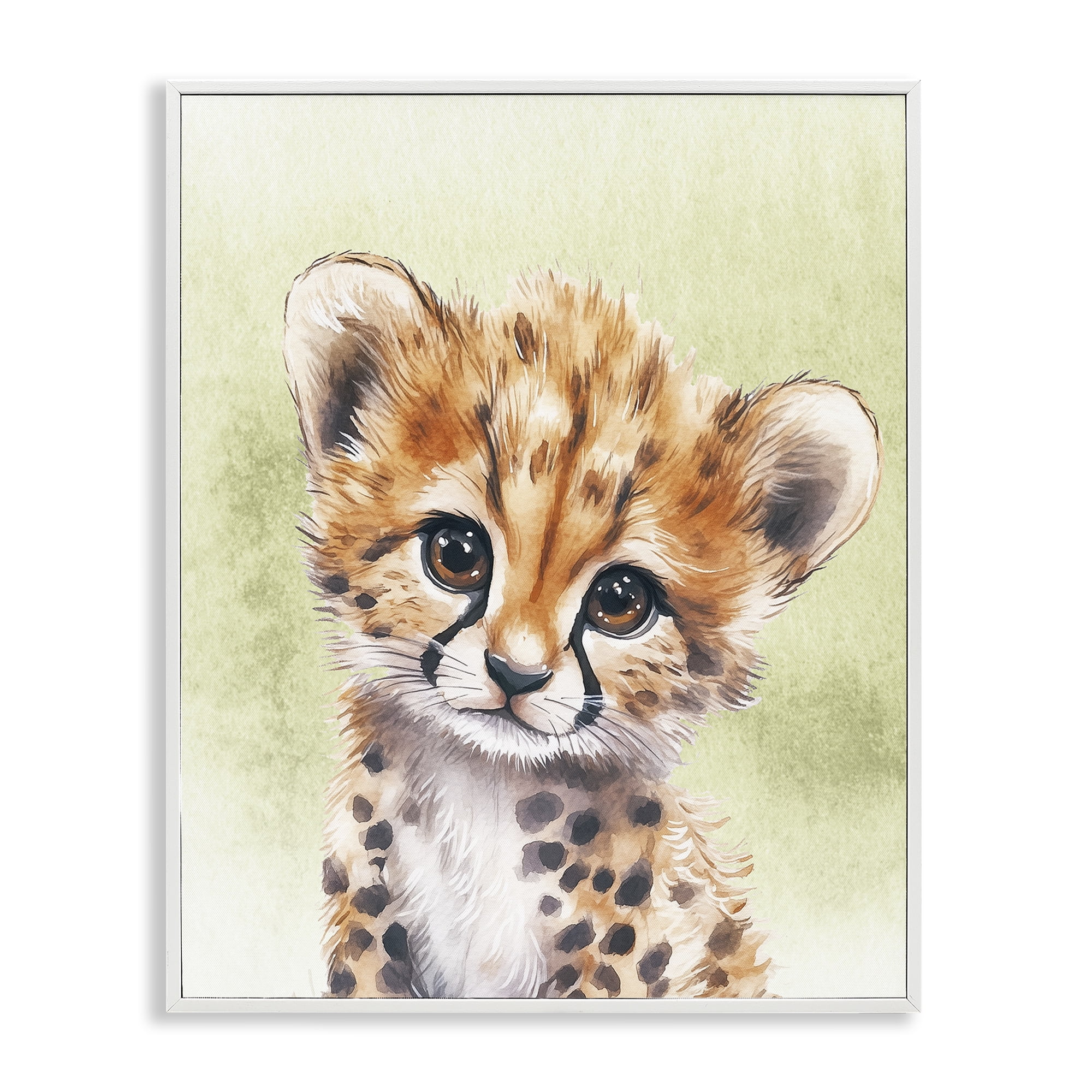 Stupell Industries Jungle Friends Baby Cheetah White Framed Giclee Art, design by Christine Simpson Art