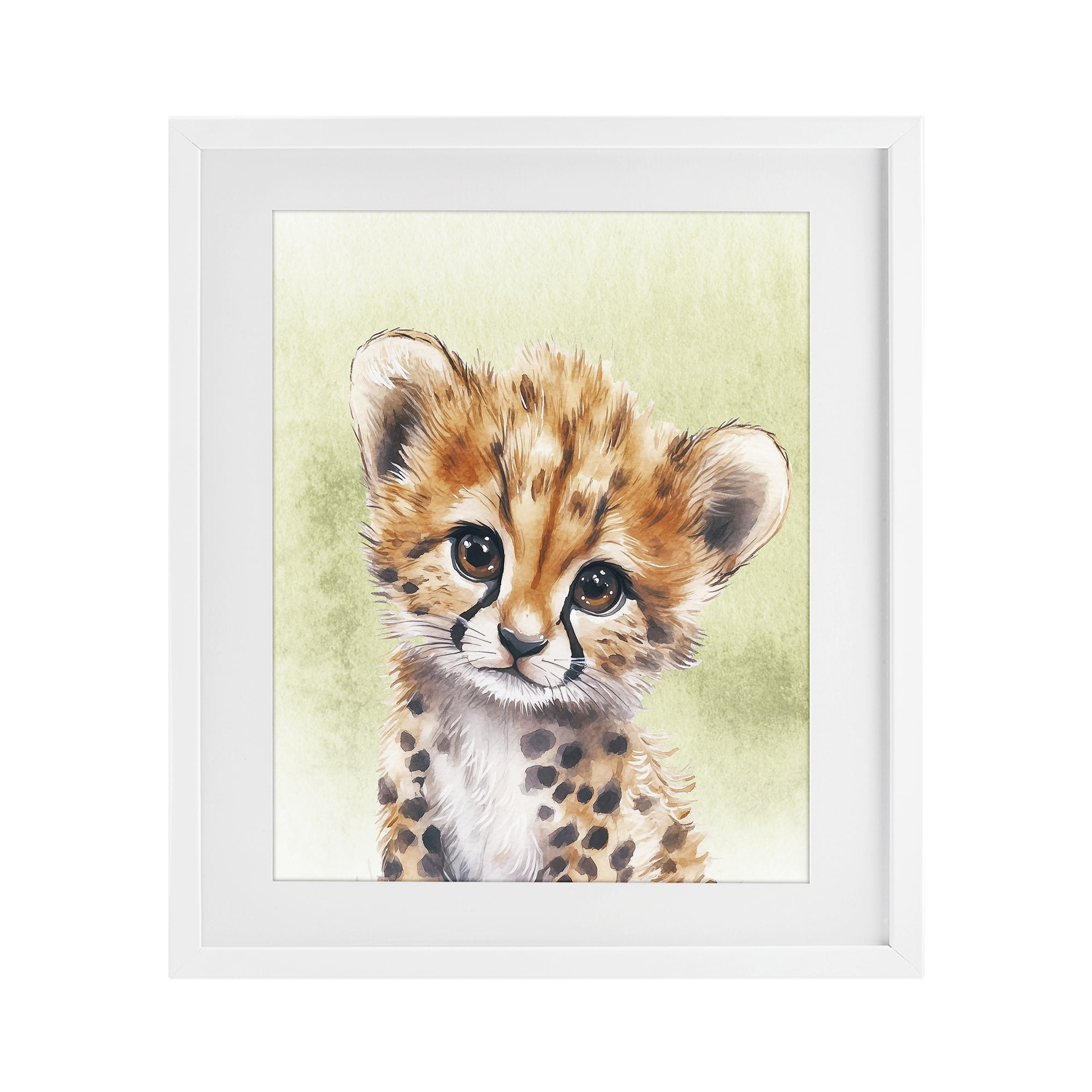 Stupell Industries Jungle Friends Baby Cheetah White Framed Print Under Glass, design by Christine Simpson Art