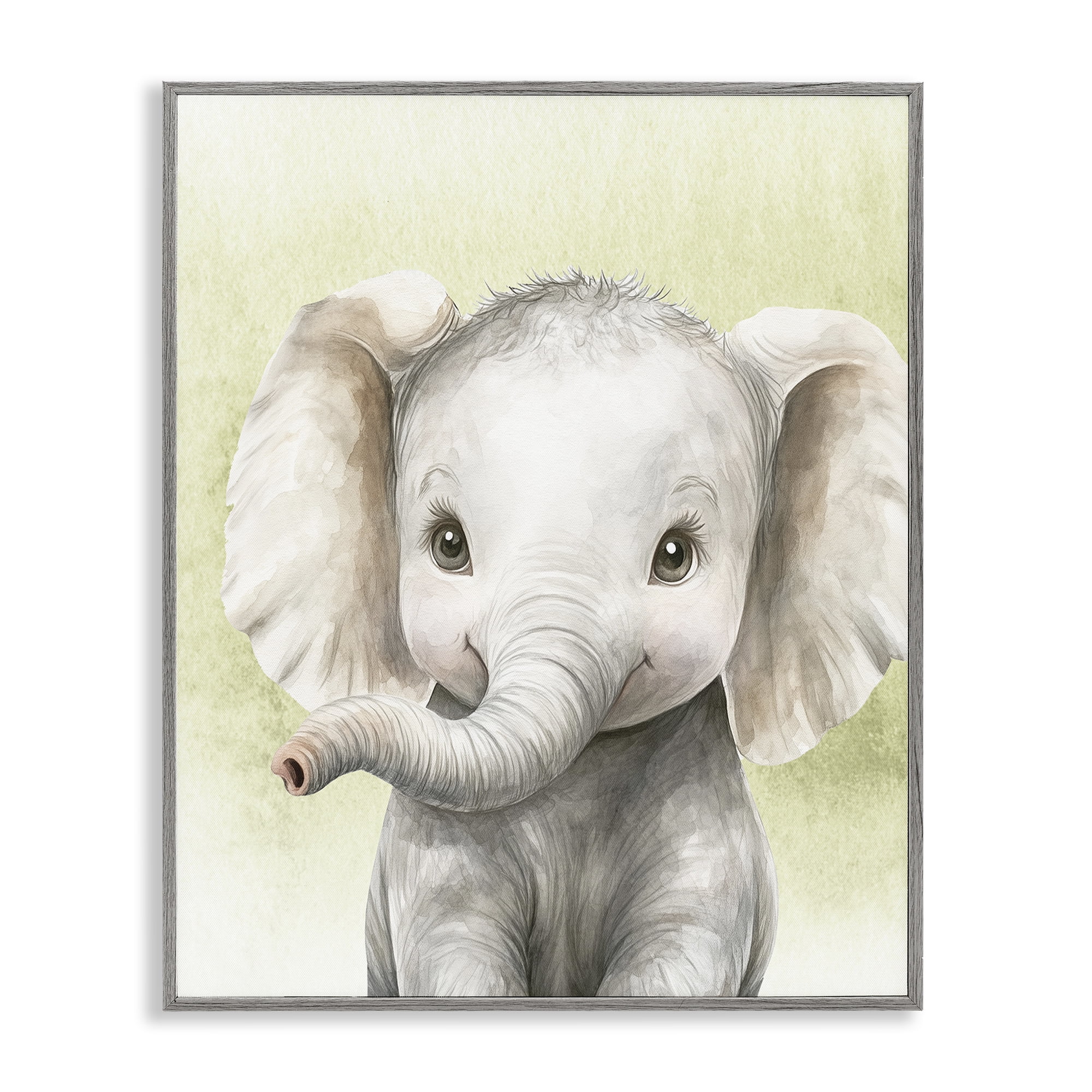 Stupell Industries Jungle Friends Baby Elephant Gray Framed Giclee Art, design by Christine Simpson Art