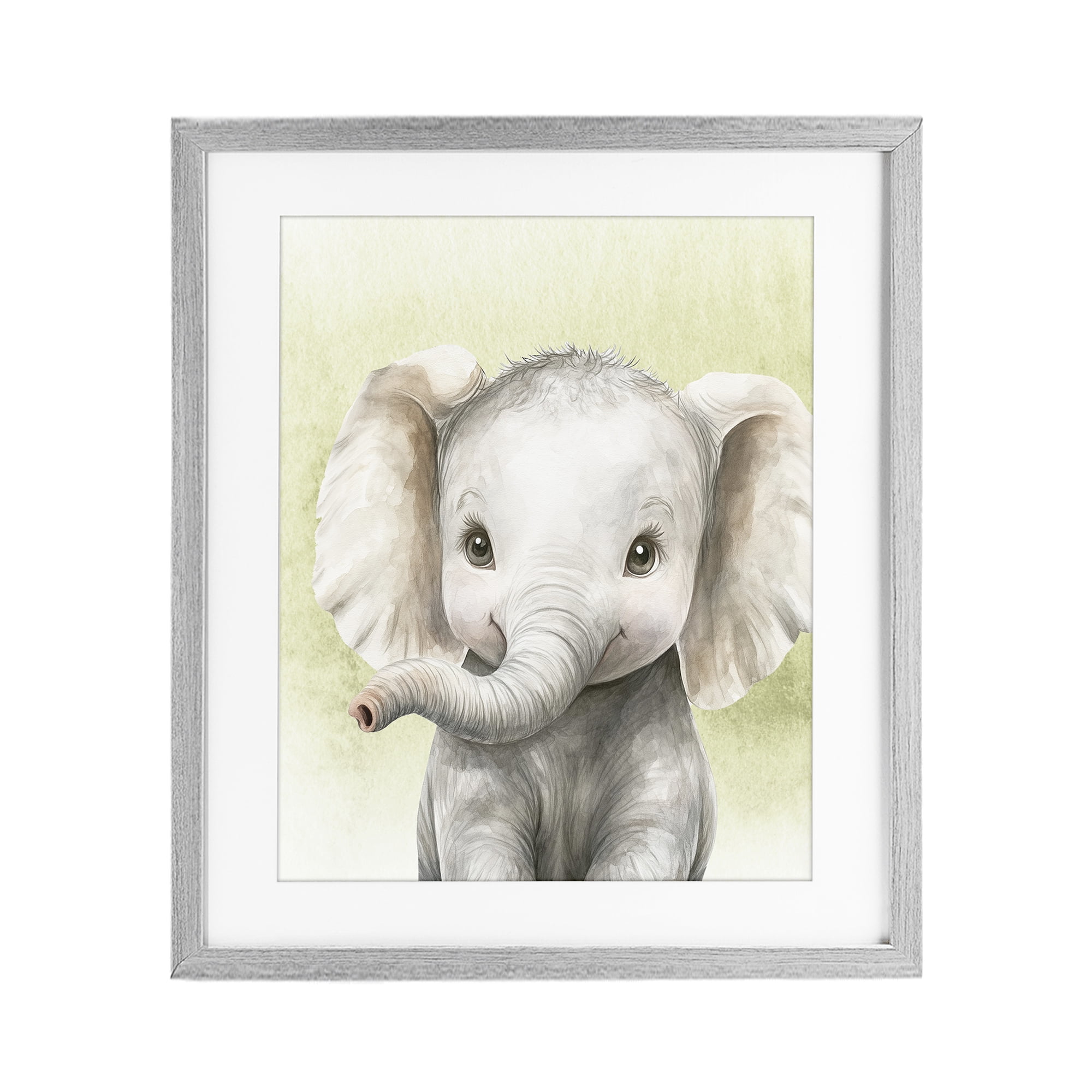 Stupell Industries Jungle Friends Baby Elephant Gray Framed Print Under Glass, design by Christine Simpson Art