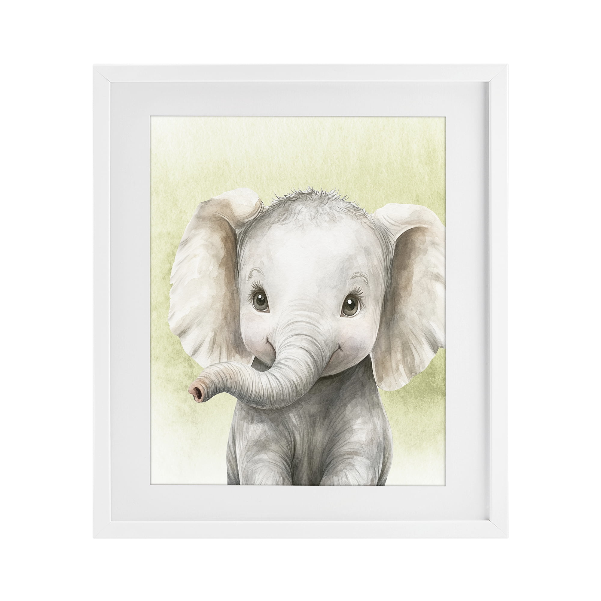 Stupell Industries Jungle Friends Baby Elephant White Framed Print Under Glass, design by Christine Simpson Art