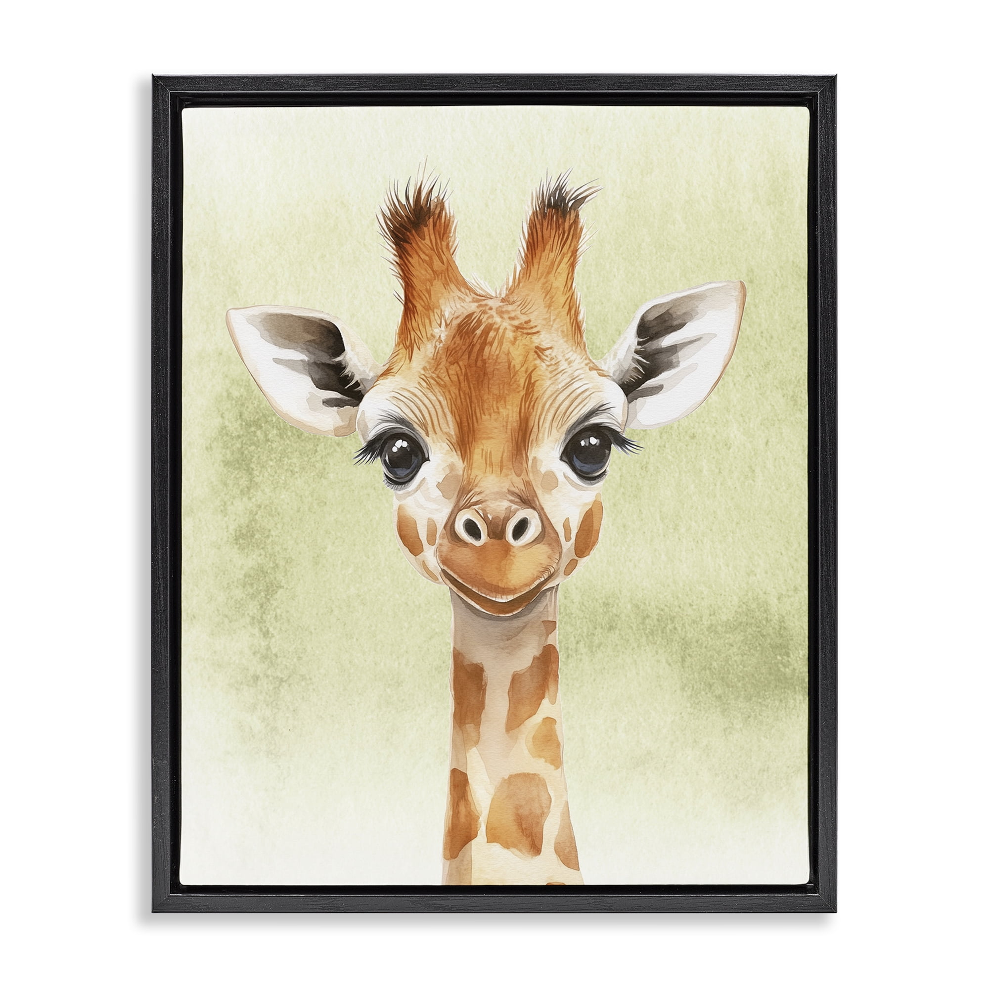 Stupell Industries Jungle Friends Baby Giraffe Black Framed Floater Canvas Wall Art, design by Christine Simpson Art