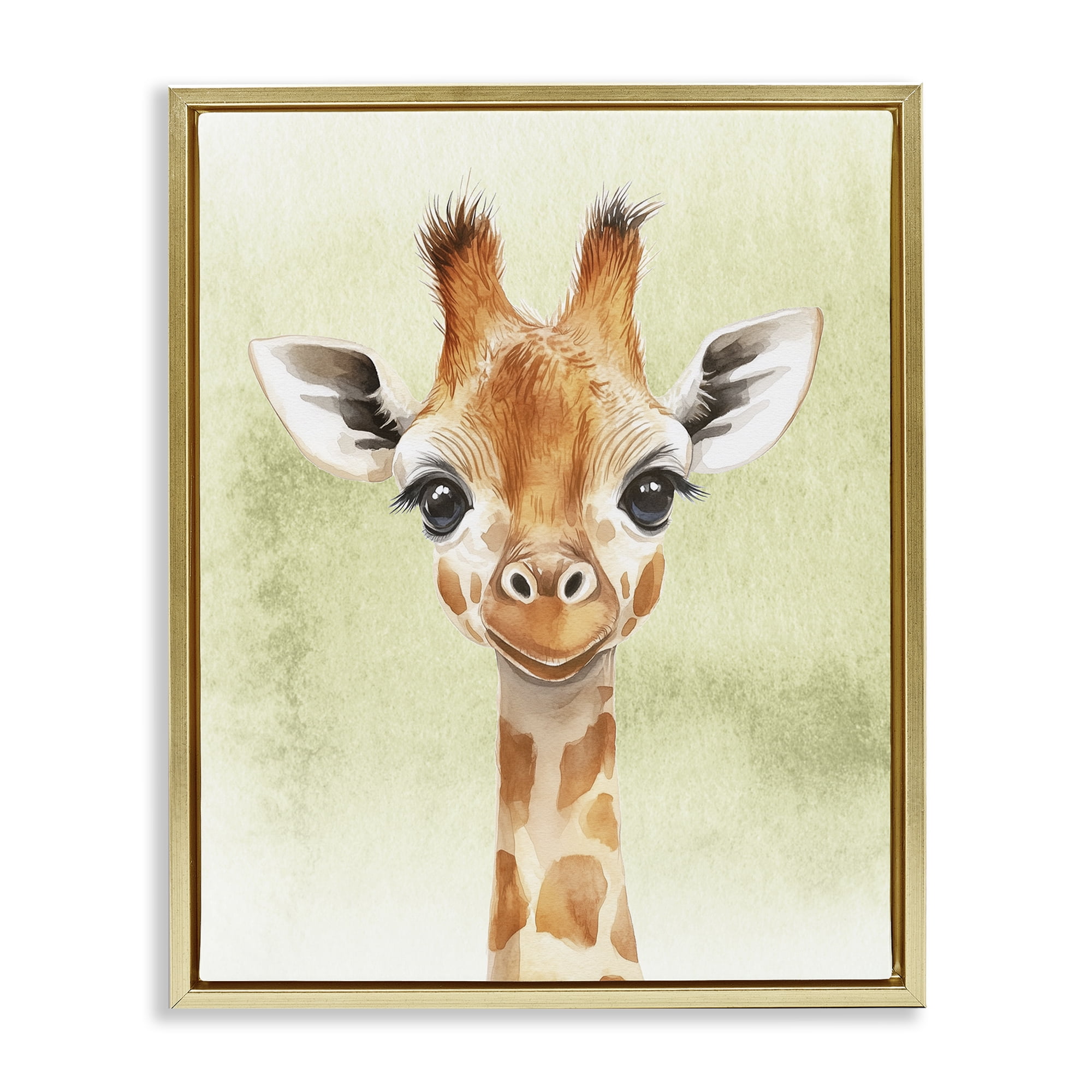 Stupell Industries Jungle Friends Baby Giraffe Gold Framed Floater Canvas Wall Art, design by Christine Simpson Art
