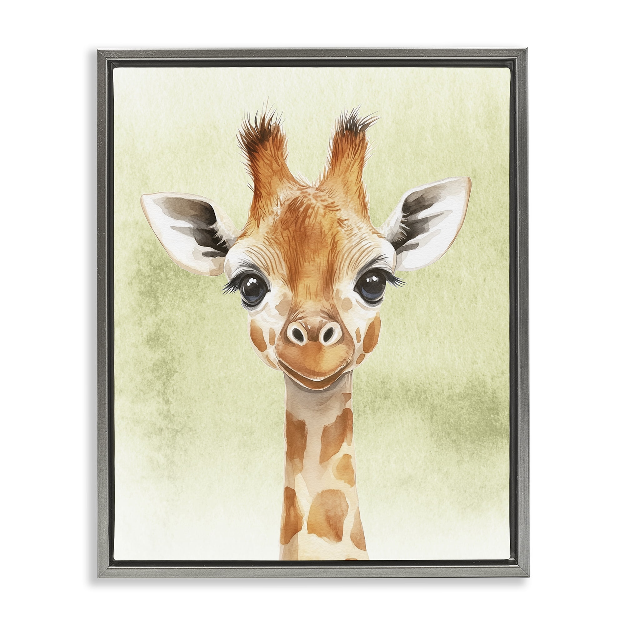 Stupell Industries Jungle Friends Baby Giraffe Gray Framed Floater Canvas Wall Art, design by Christine Simpson Art