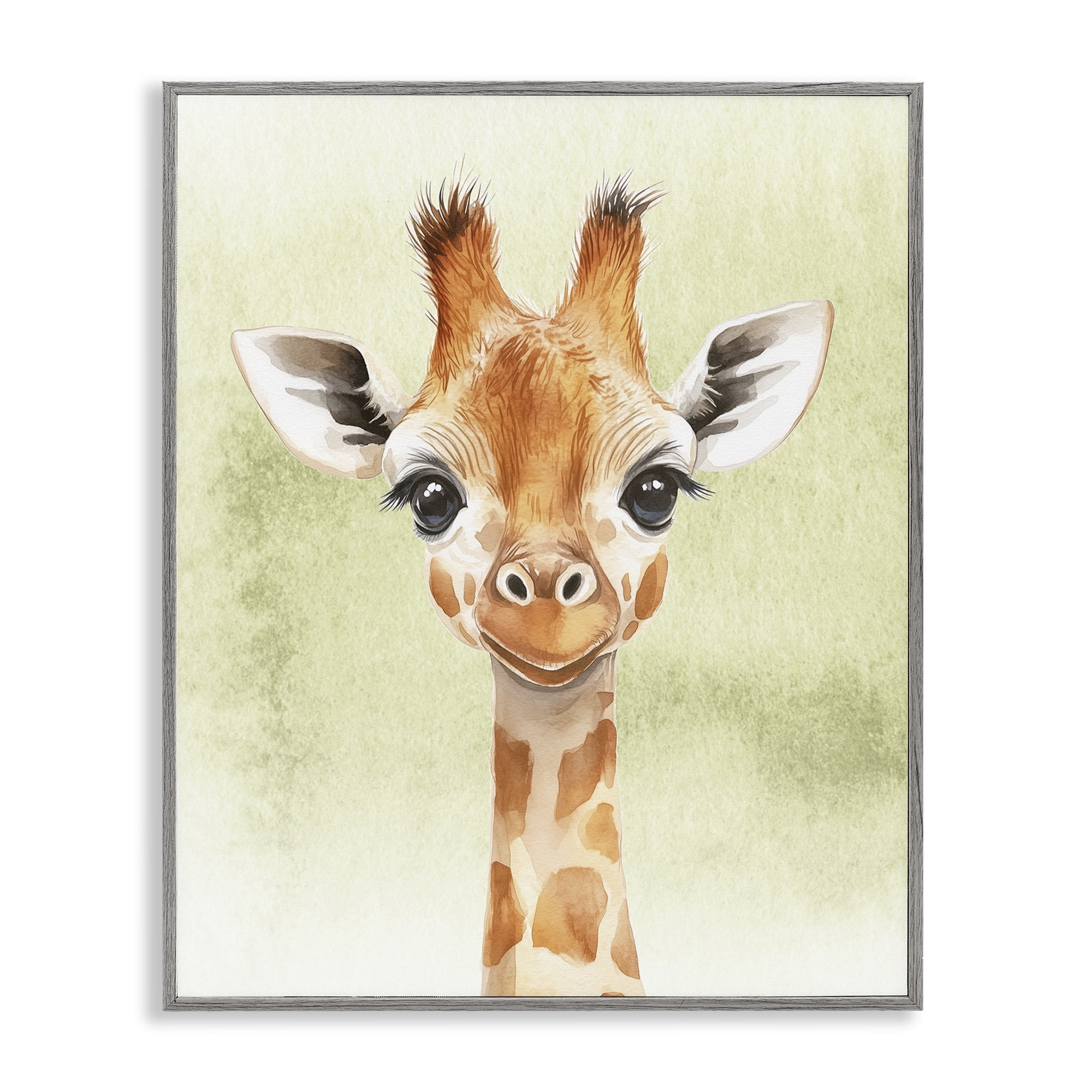 Stupell Industries Jungle Friends Baby Giraffe Gray Framed Giclee Art, design by Christine Simpson Art