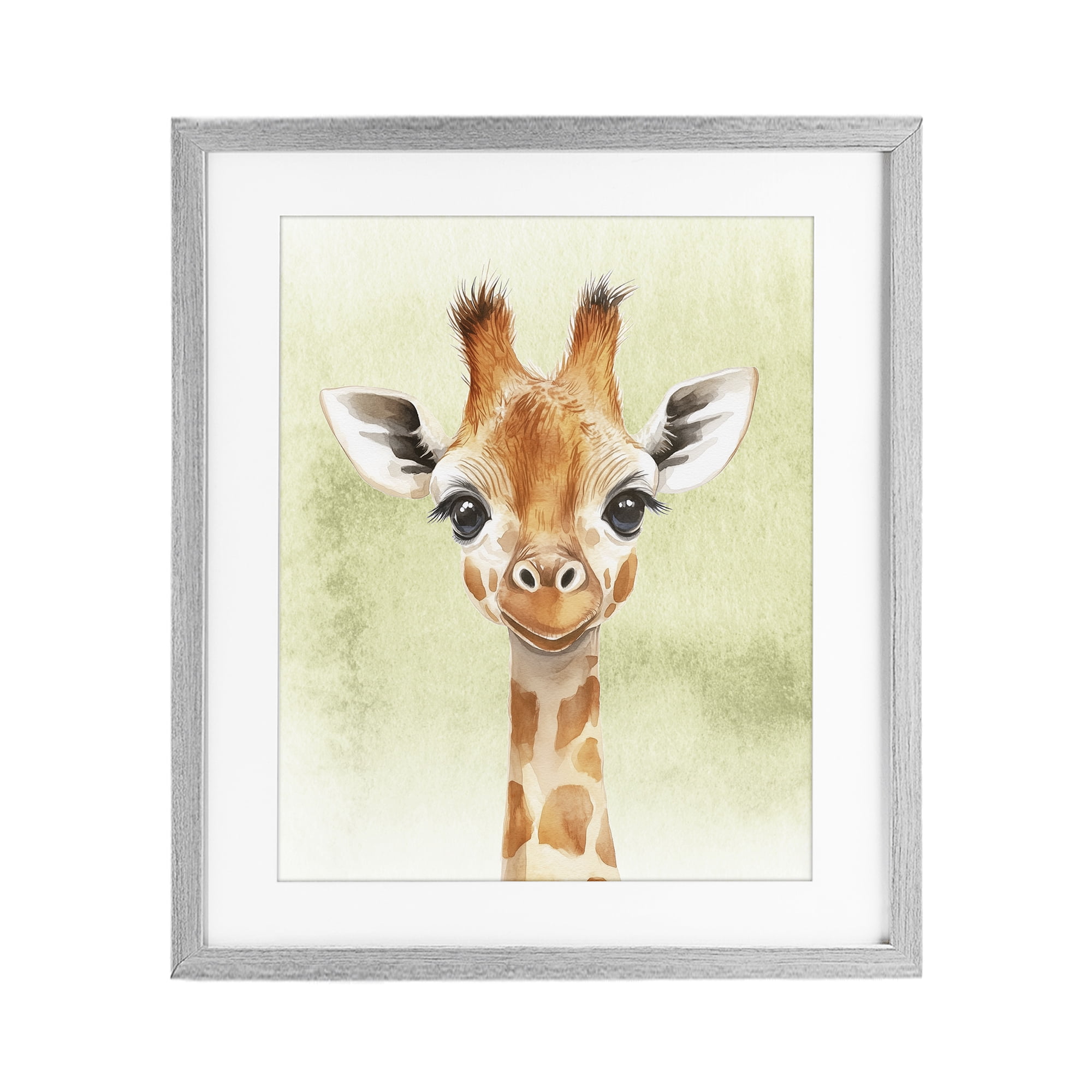 Stupell Industries Jungle Friends Baby Giraffe Gray Framed Print Under Glass, design by Christine Simpson Art