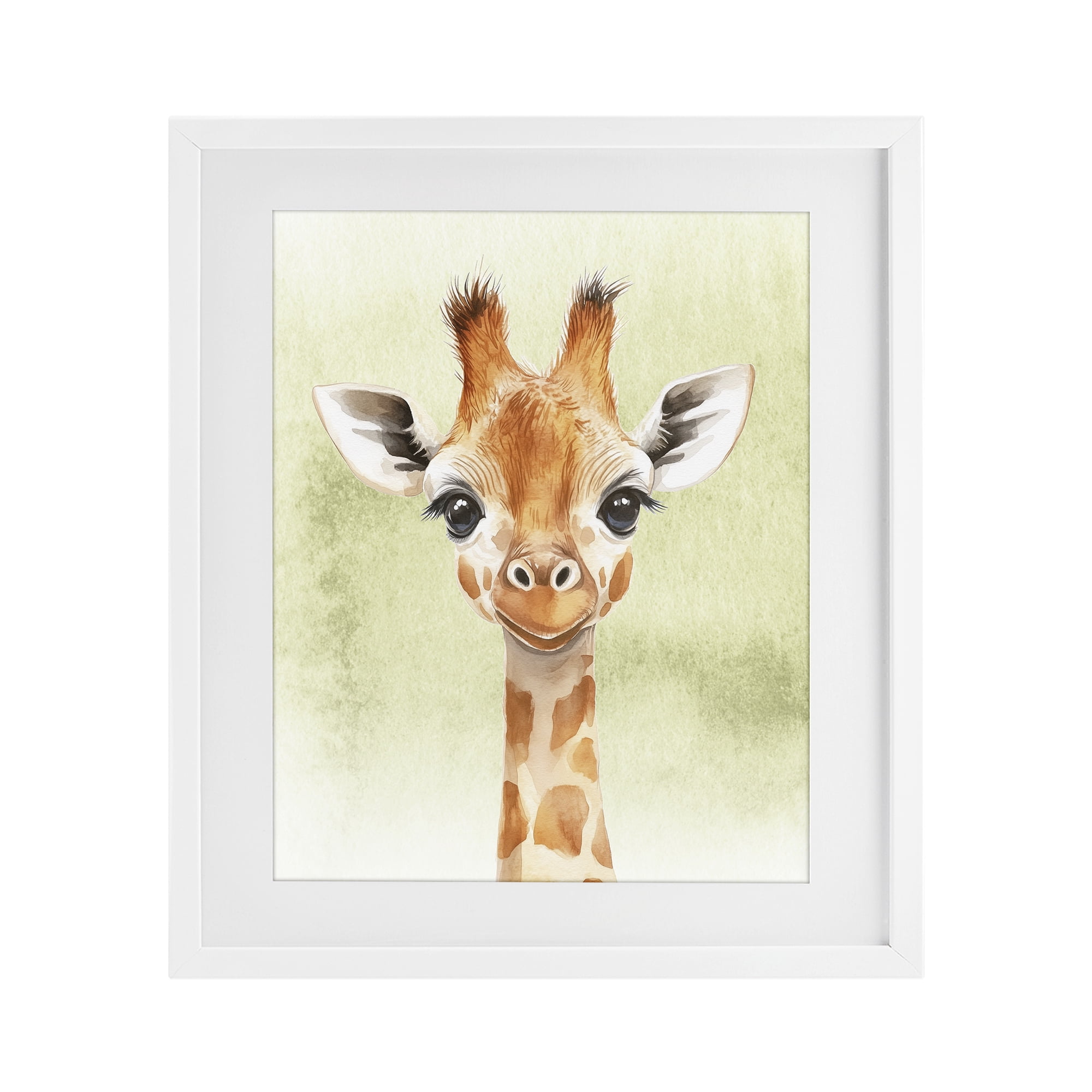 Stupell Industries Jungle Friends Baby Giraffe White Framed Print Under Glass, design by Christine Simpson Art