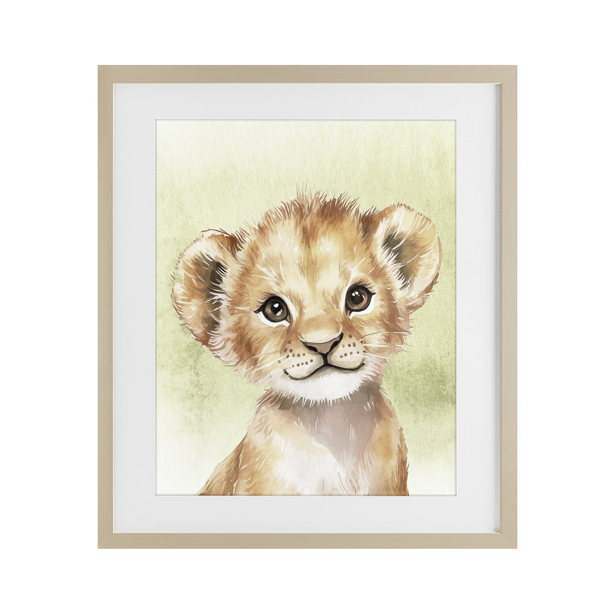 Stupell Industries Jungle Friends Baby Lion Birch Framed Print Under Glass, design by Christine Simpson Art