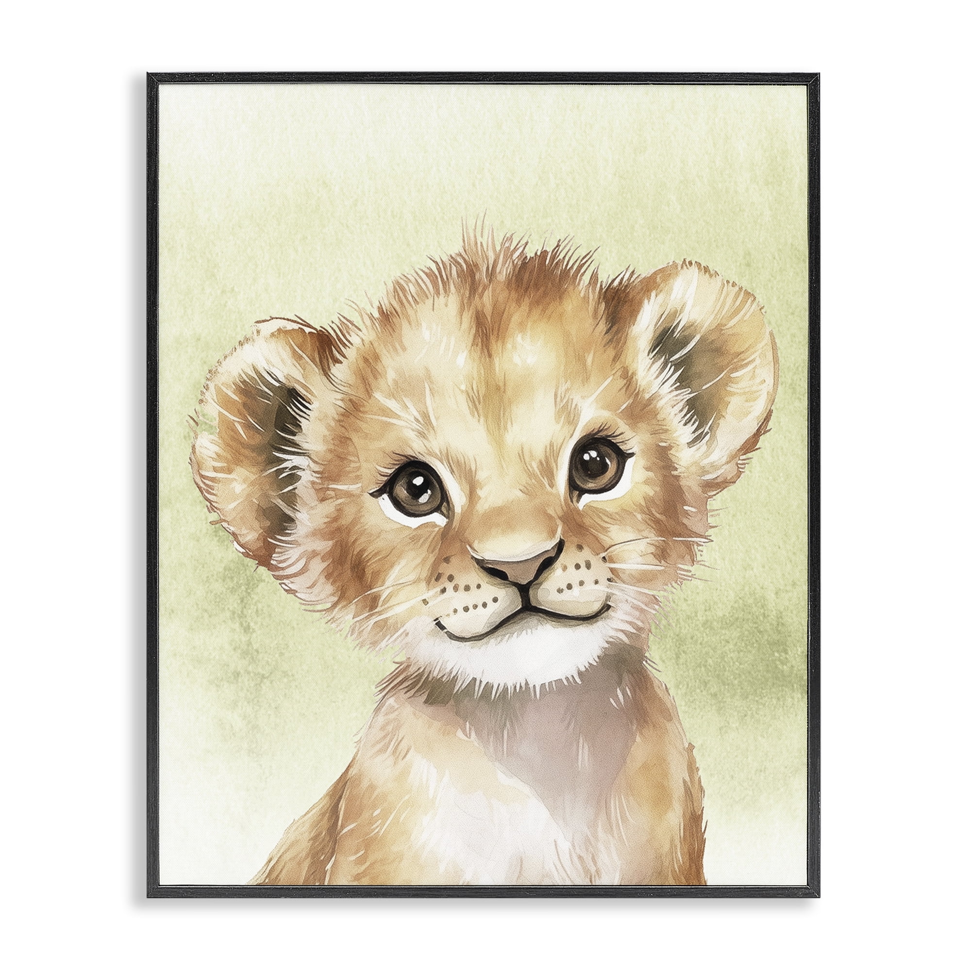 Stupell Industries Jungle Friends Baby Lion Black Framed Giclee Art, design by Christine Simpson Art