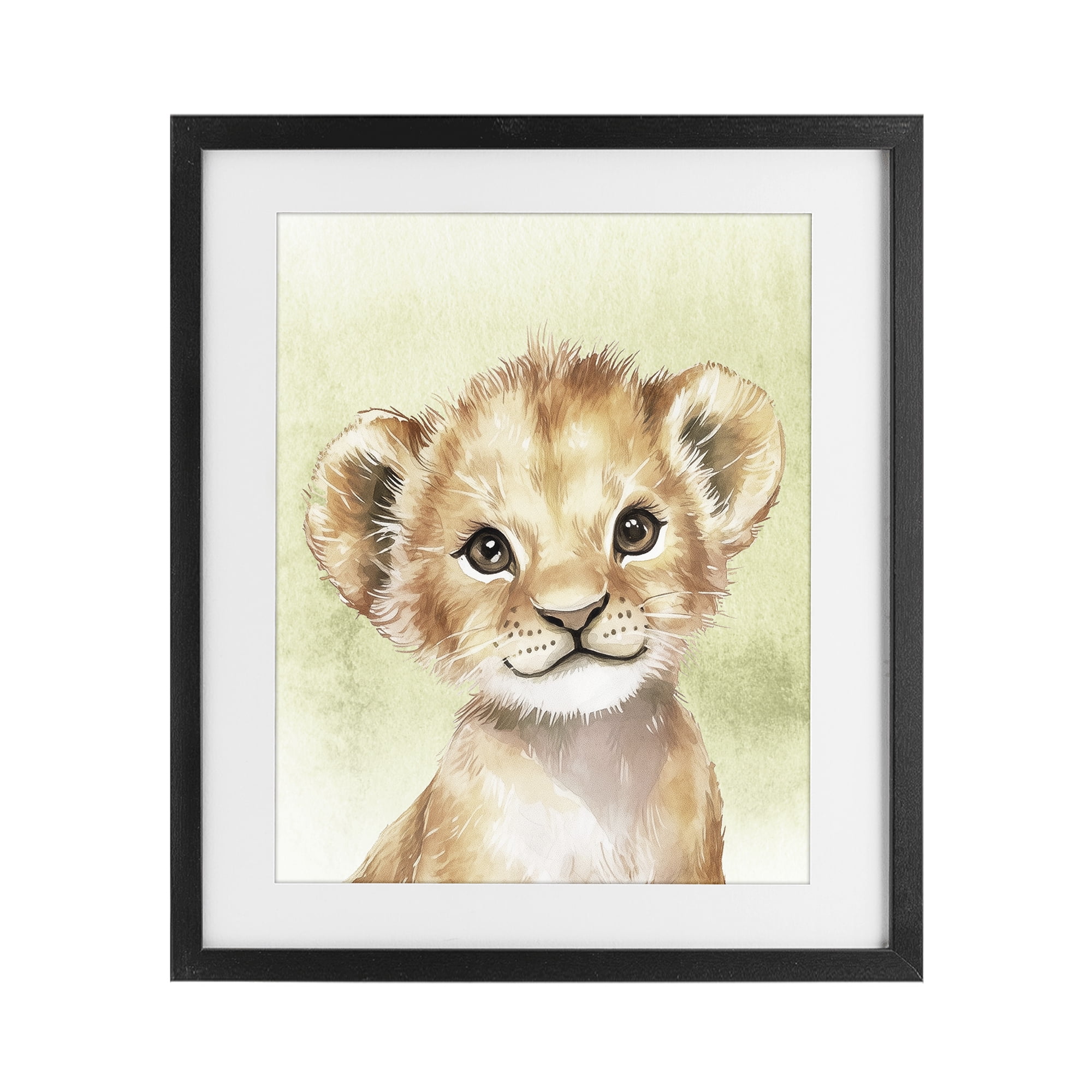Stupell Industries Jungle Friends Baby Lion Black Framed Print Under Glass, design by Christine Simpson Art