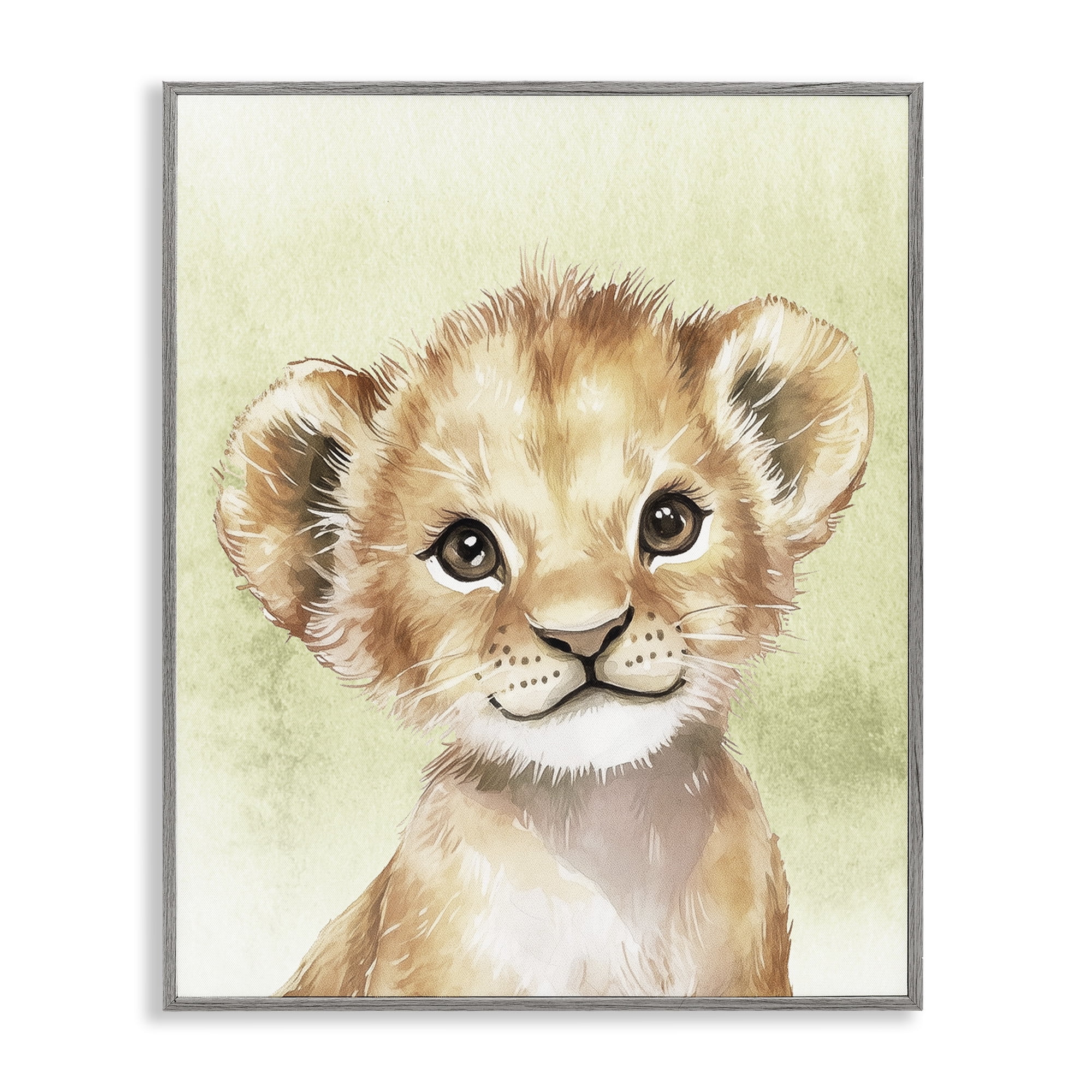 Stupell Industries Jungle Friends Baby Lion Gray Framed Giclee Art, design by Christine Simpson Art