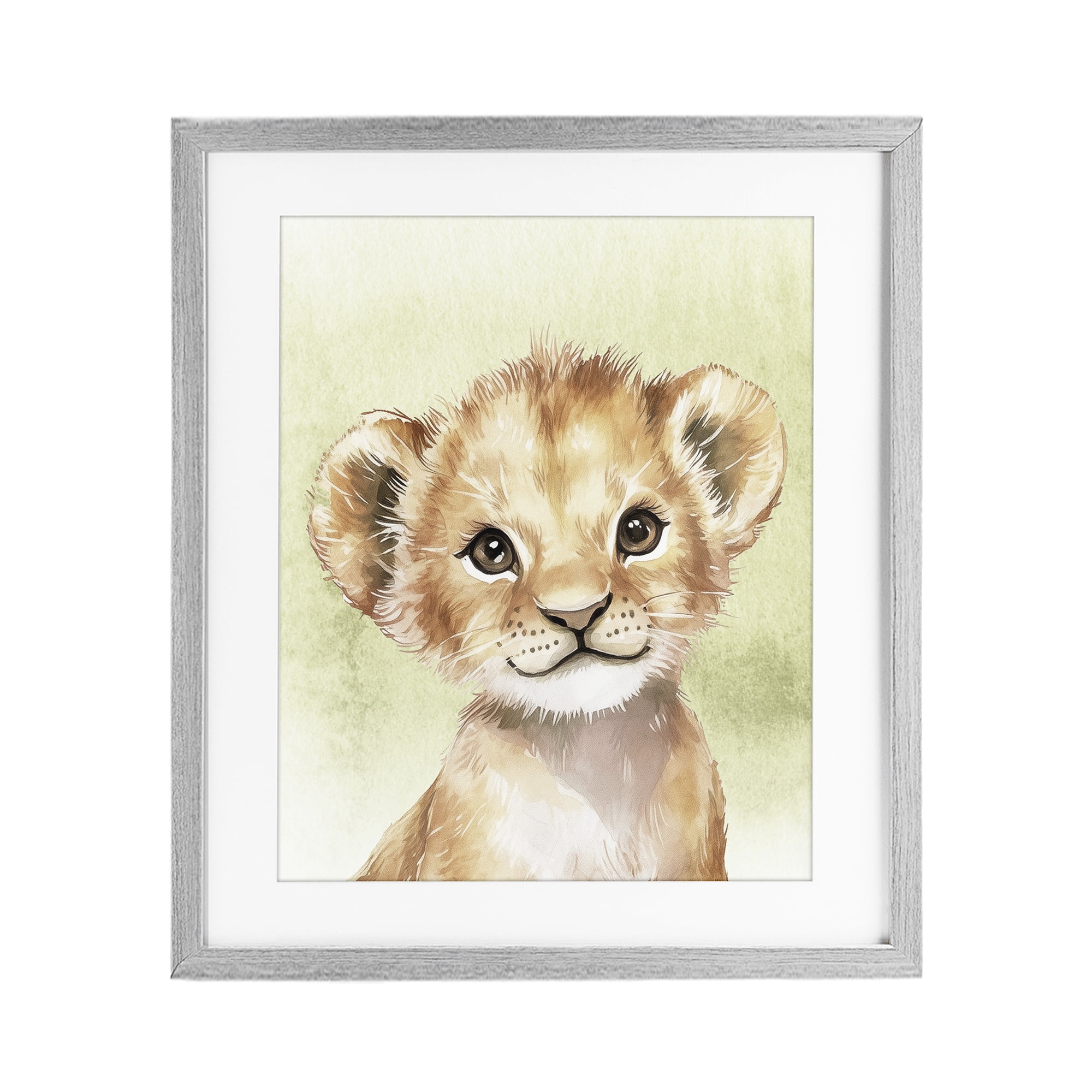 Stupell Industries Jungle Friends Baby Lion Gray Framed Print Under Glass, design by Christine Simpson Art