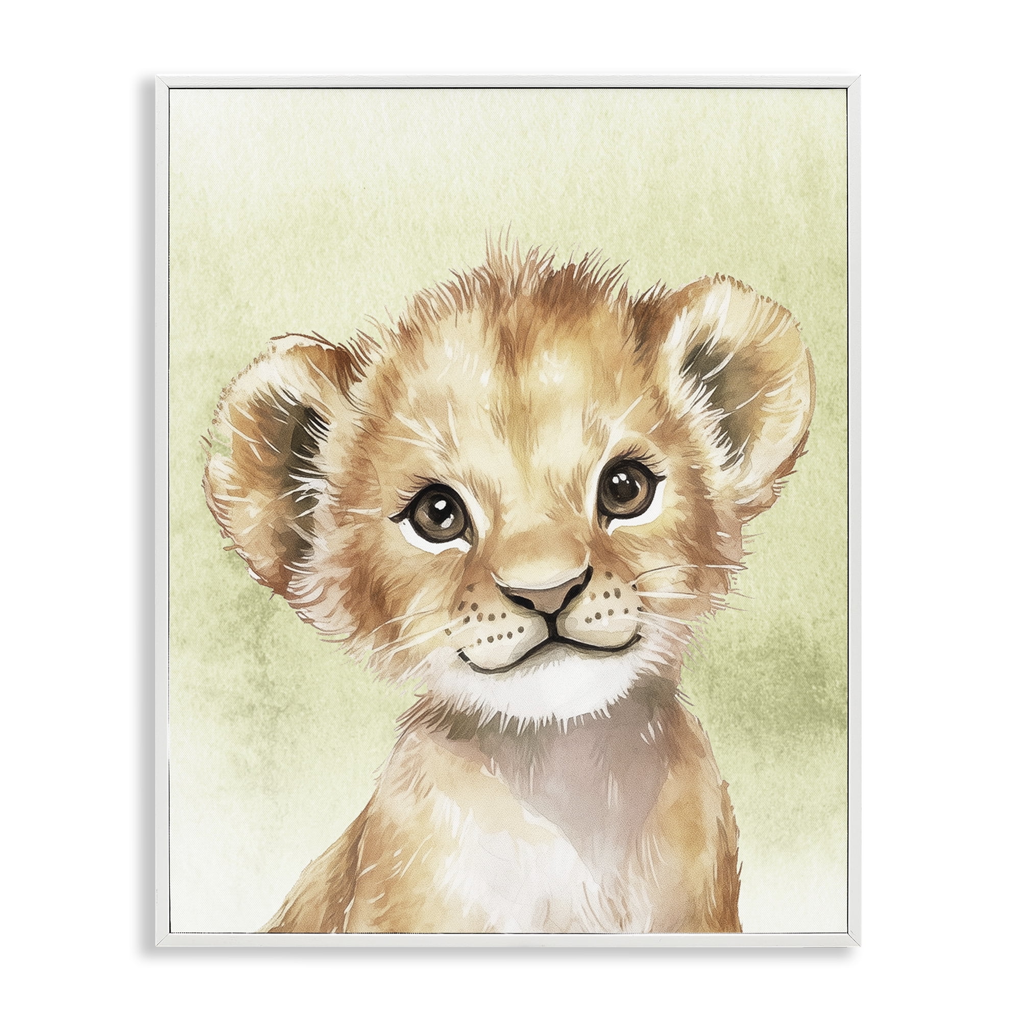 Stupell Industries Jungle Friends Baby Lion White Framed Giclee Art, design by Christine Simpson Art