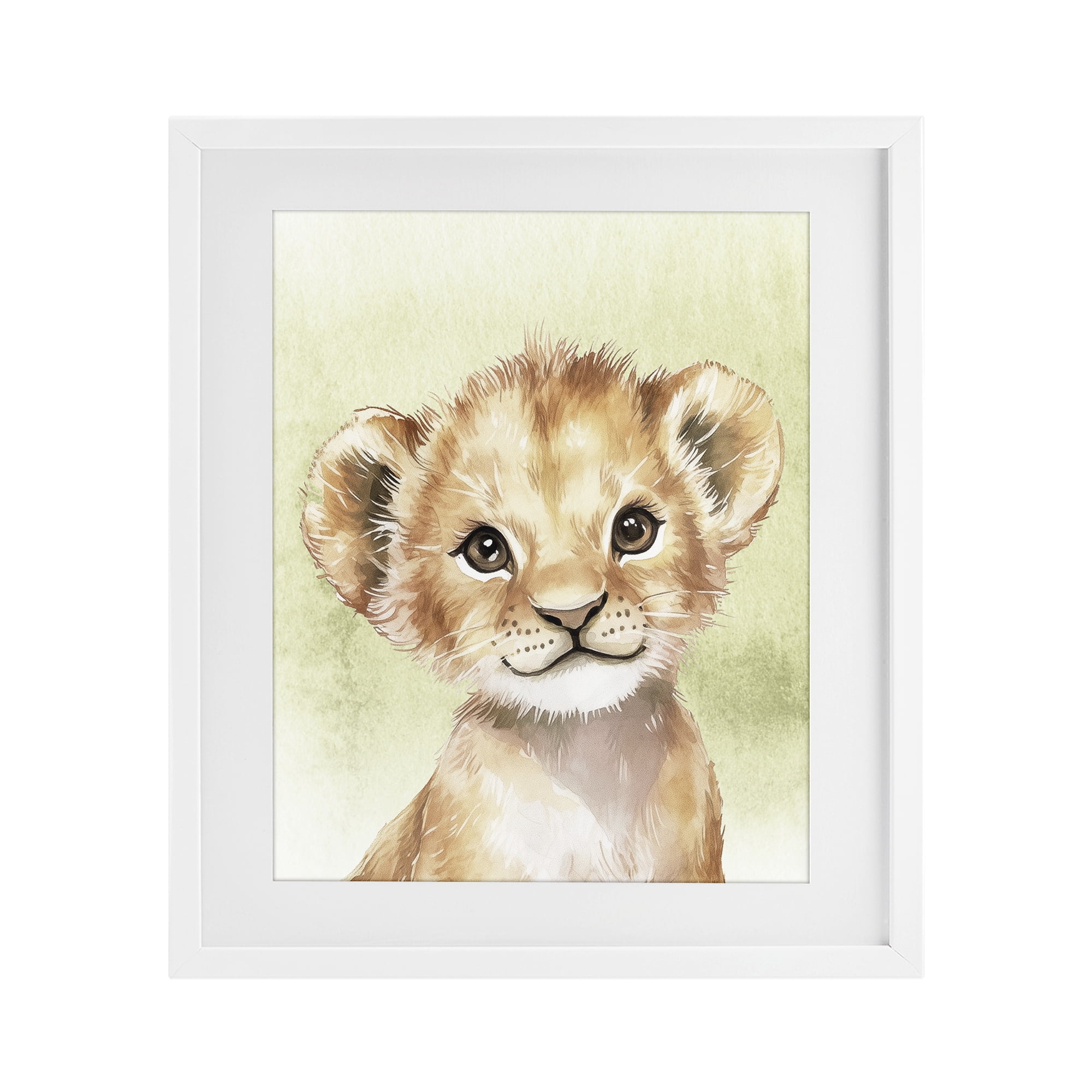 Stupell Industries Jungle Friends Baby Lion White Framed Print Under Glass, design by Christine Simpson Art