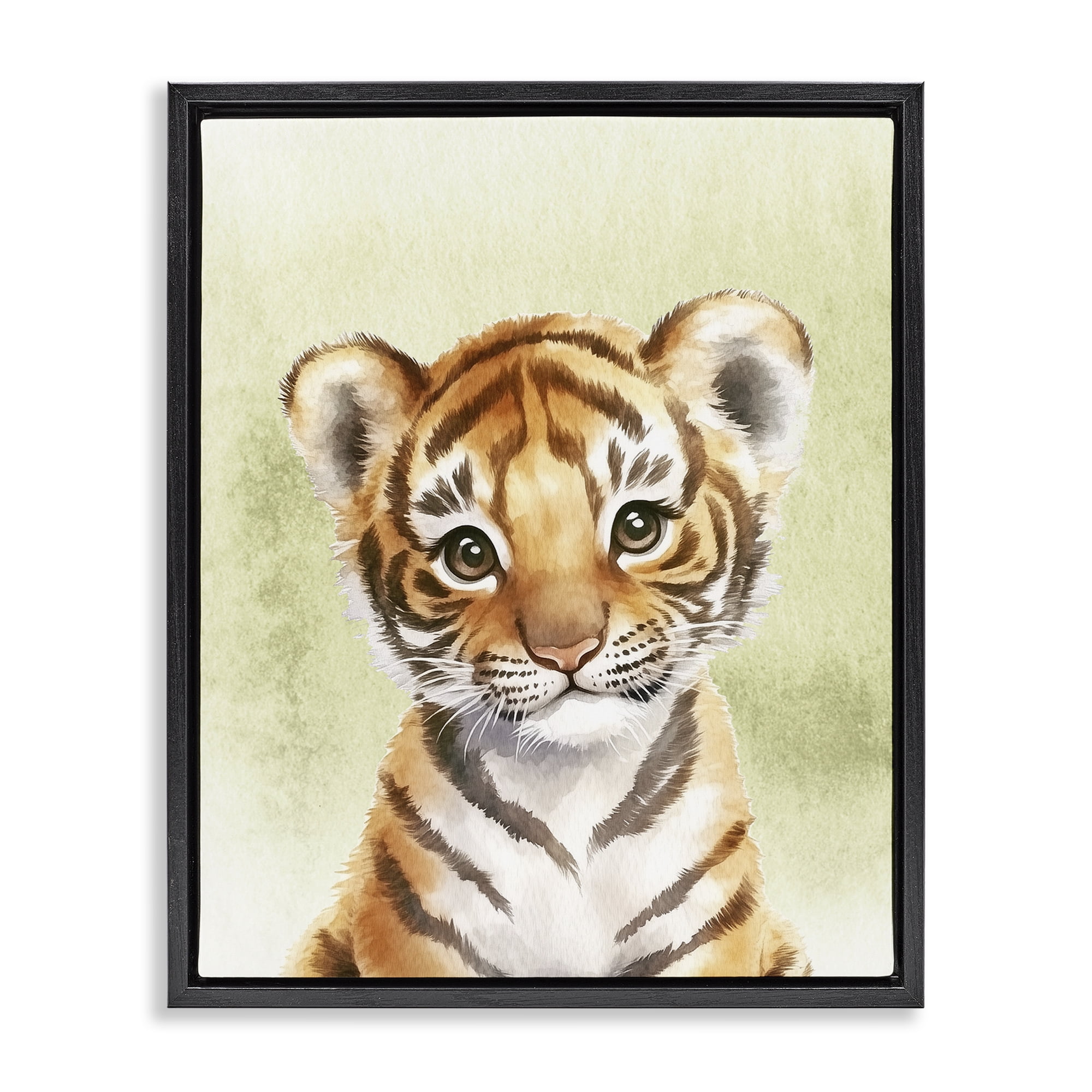 Stupell Industries Jungle Friends Baby Tiger Black Framed Floater Canvas Wall Art, design by Christine Simpson Art