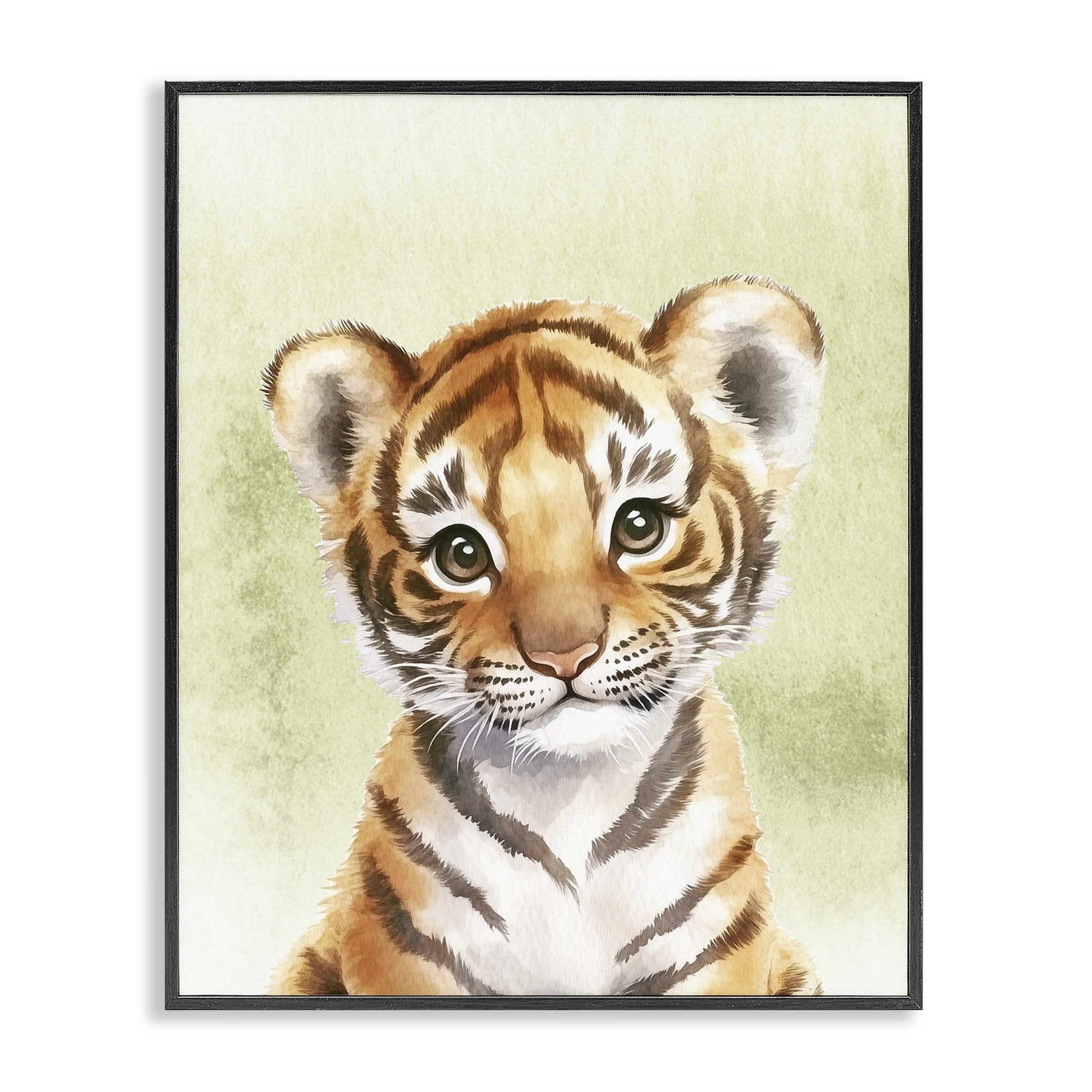 Stupell Industries Jungle Friends Baby Tiger Black Framed Giclee Art, design by Christine Simpson Art
