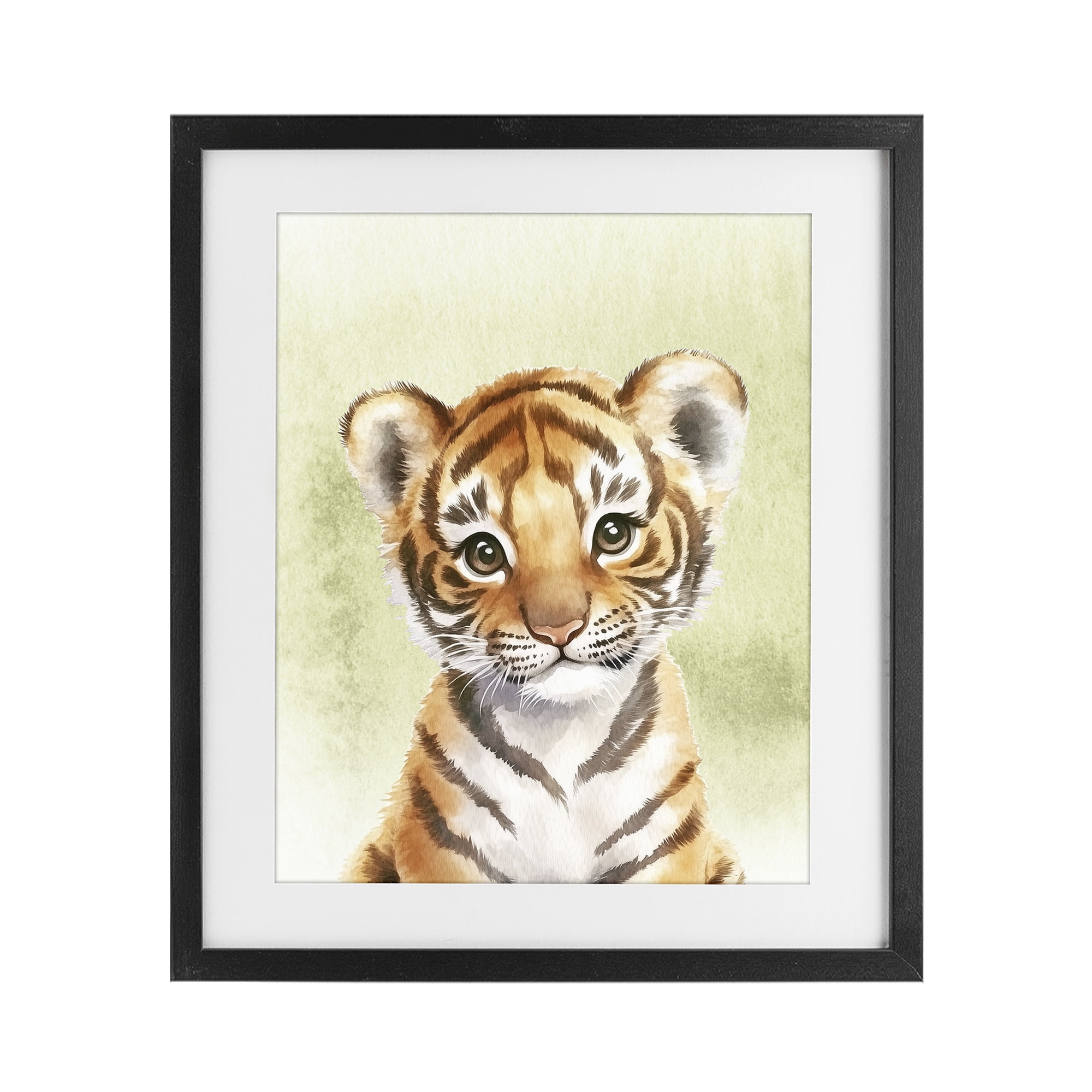 Stupell Industries Jungle Friends Baby Tiger Black Framed Print Under Glass, design by Christine Simpson Art