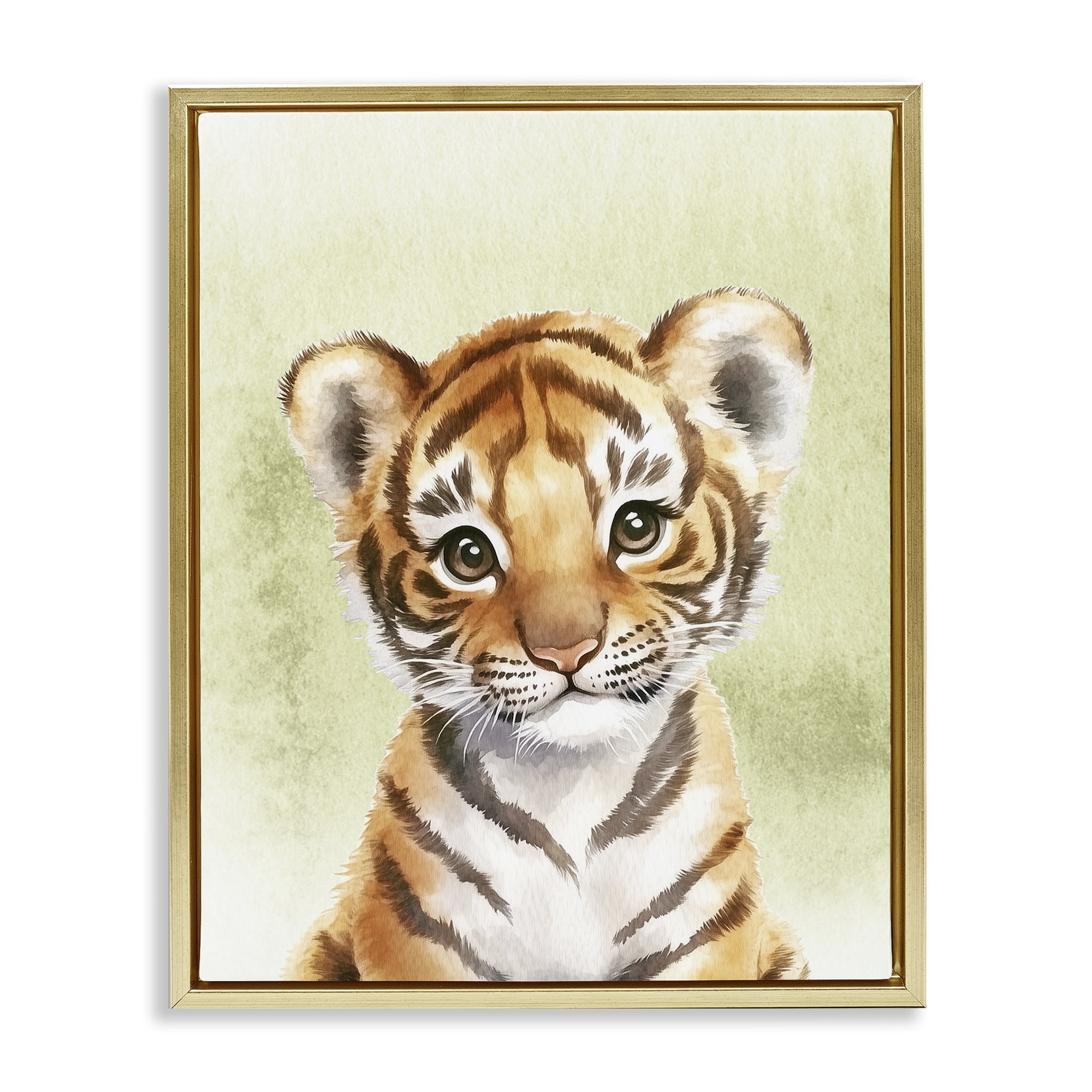Stupell Industries Jungle Friends Baby Tiger Gold Framed Floater Canvas Wall Art, design by Christine Simpson Art