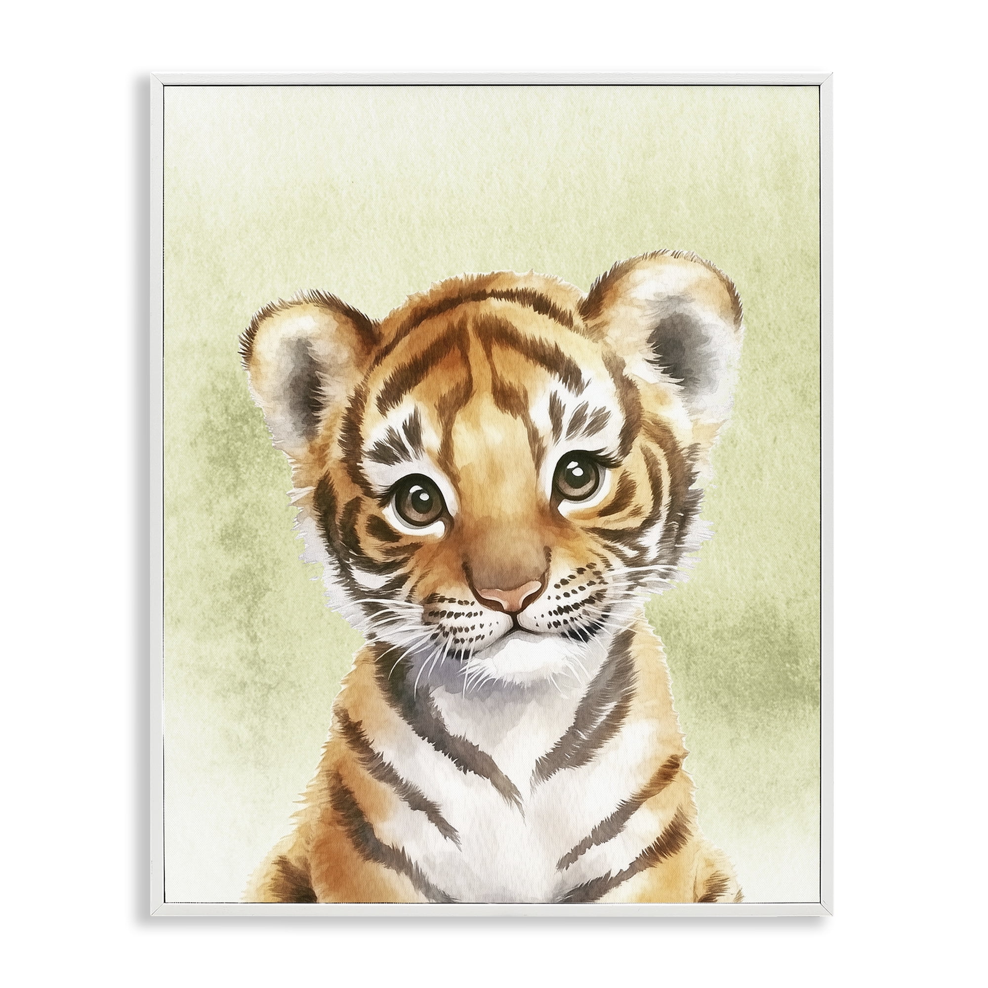 Stupell Industries Jungle Friends Baby Tiger White Framed Giclee Art, design by Christine Simpson Art