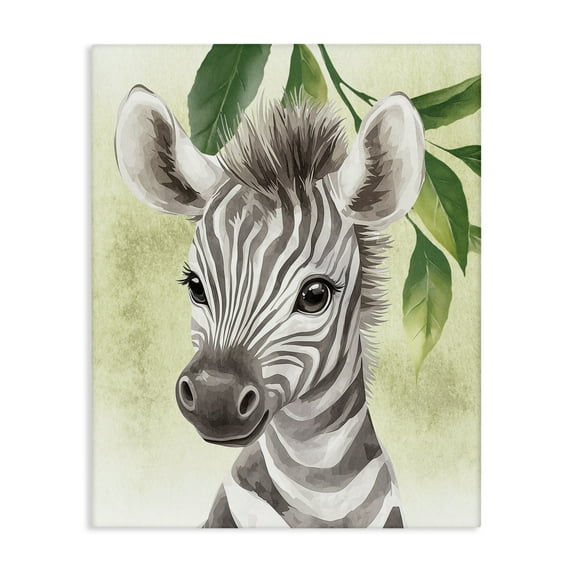 Stupell Industries Jungle Friends Baby Zebra Animals Painting Wrapped Canvas Canvas Art Print Wall Art, 24 x 30