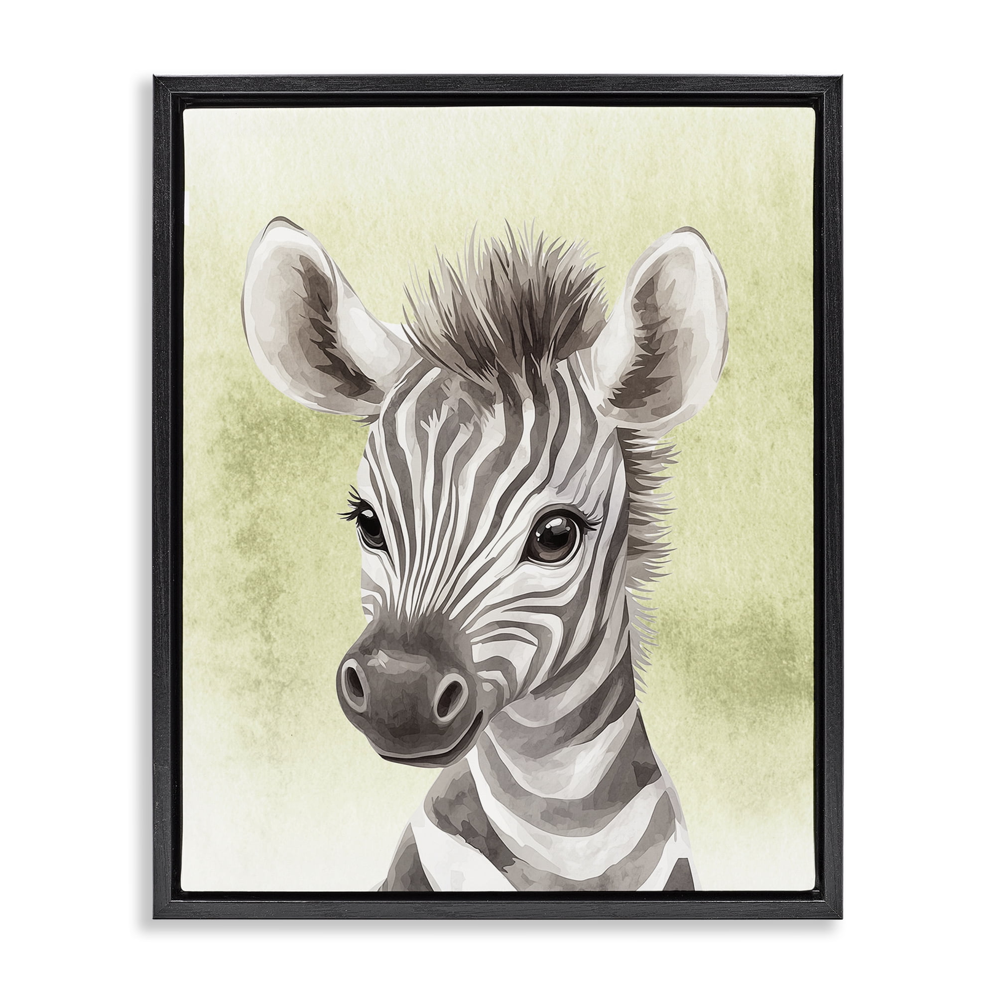 Stupell Industries Jungle Friends Baby Zebra Black Framed Floater Canvas Wall Art, design by Christine Simpson Art