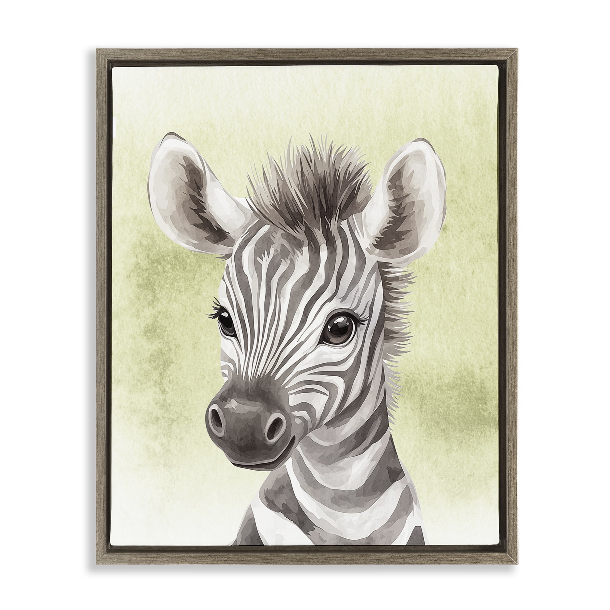 Stupell Industries Jungle Friends Baby Zebra Brown Framed Floater Canvas Wall Art, design by Christine Simpson Art