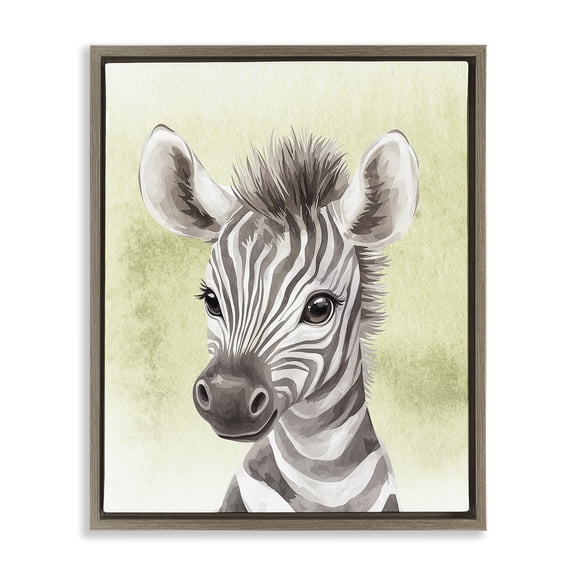 Stupell Industries Cottage Jungle Friends Baby Zebra Brown Floating Frame Canvas Art, 25 x 31, by Christine Simpson Art