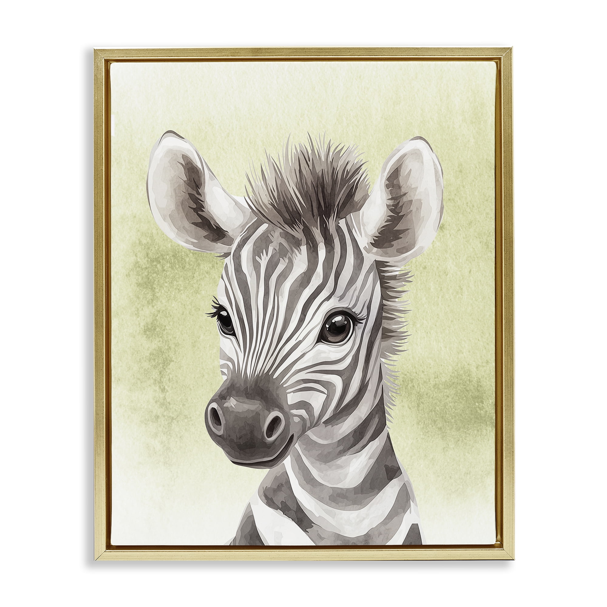 Stupell Industries Jungle Friends Baby Zebra Gold Framed Floater Canvas Wall Art, design by Christine Simpson Art