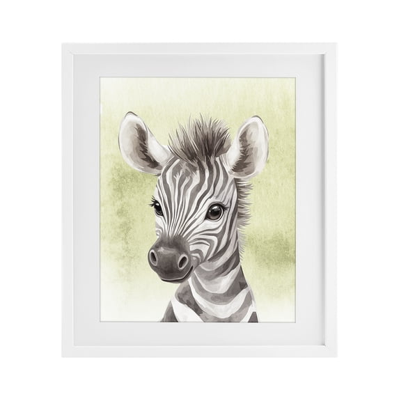 Stupell Industries Cottage Jungle Friends Baby Zebra White Framed Print Under Glass, 13 x 16, by Christine Simpson Art