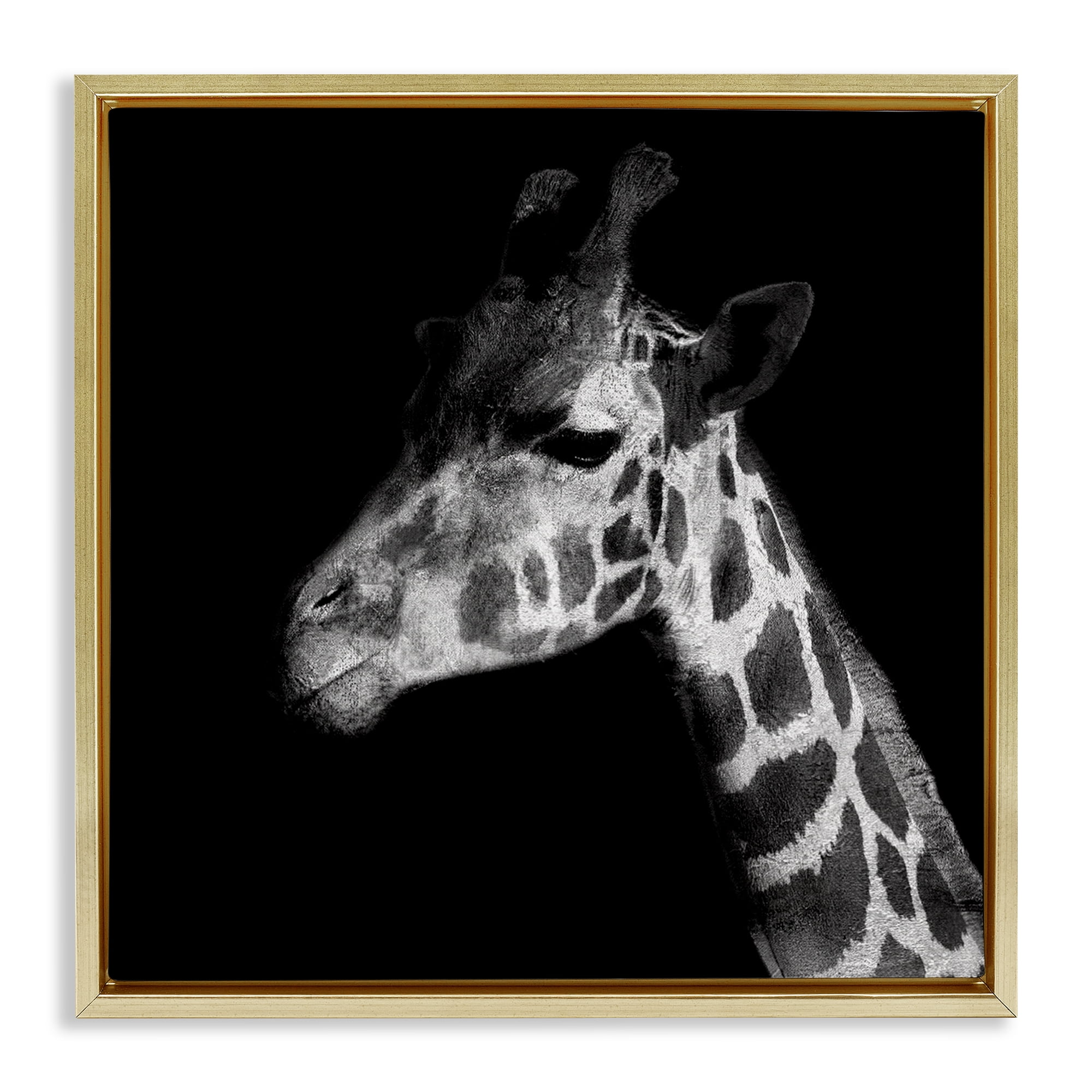 Stupell Industries Jungle Giraffe Portrait Animals Photography Gold Floater Framed Canvas Art Print Wall Art, 18 x 18