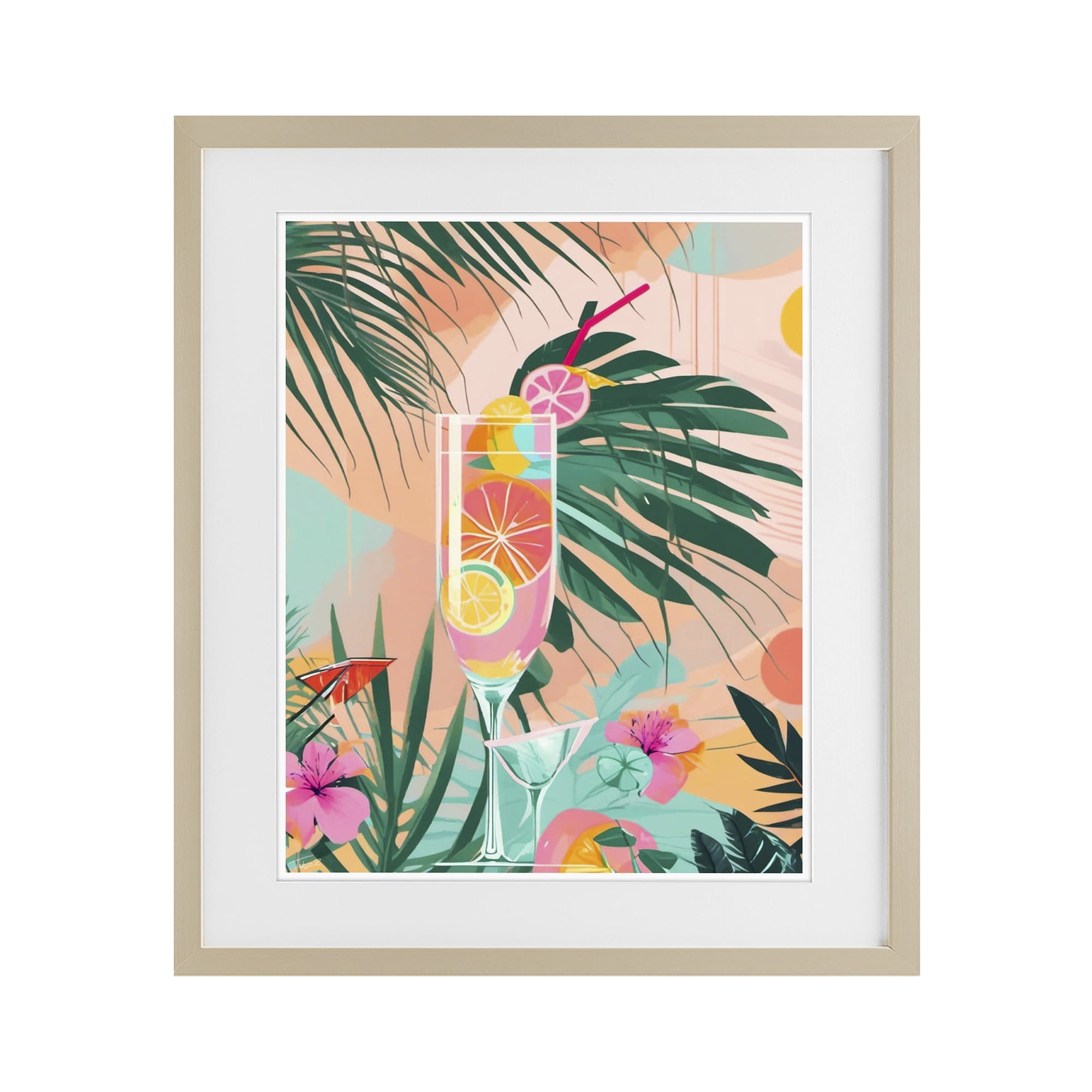 Stupell Industries Jungle Lemonade Cocktail Birch Framed Print Under Glass, design by Tabz Jones