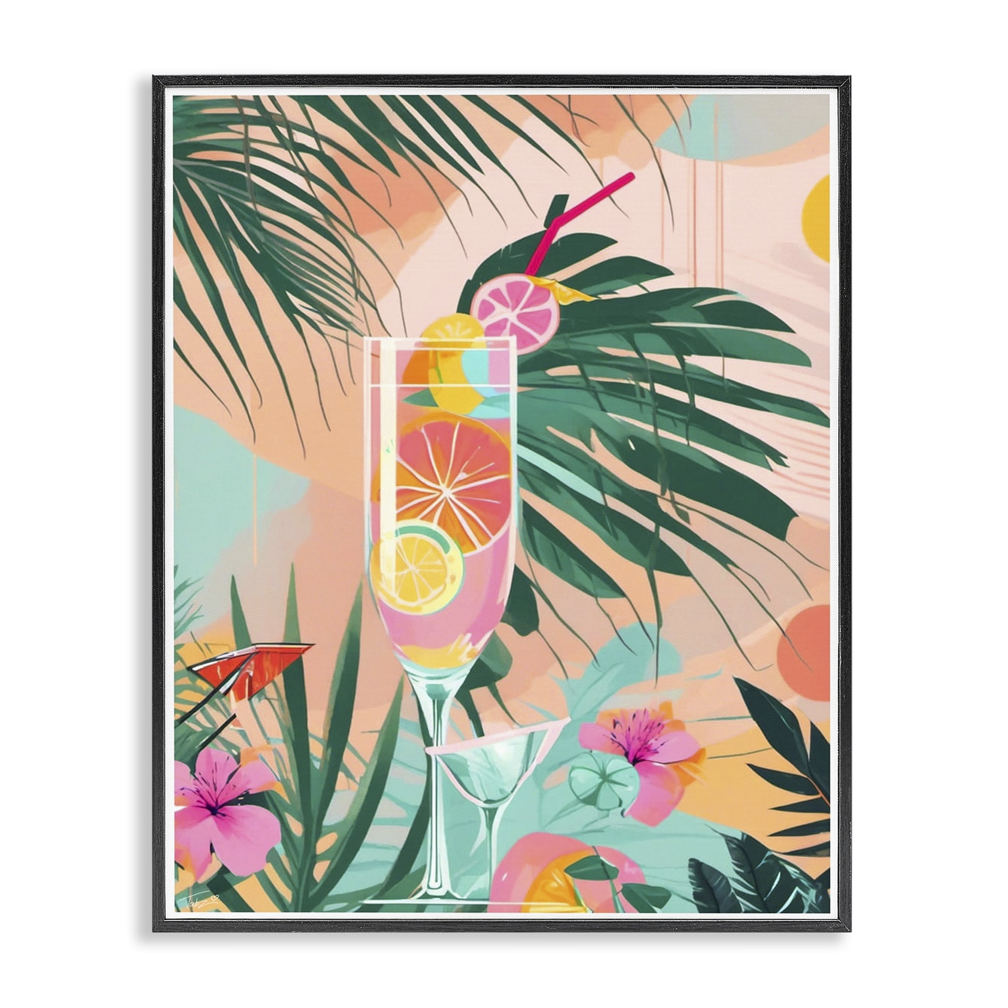 Stupell Industries Jungle Lemonade Cocktail Black Framed Giclee Art, design by Tabz Jones