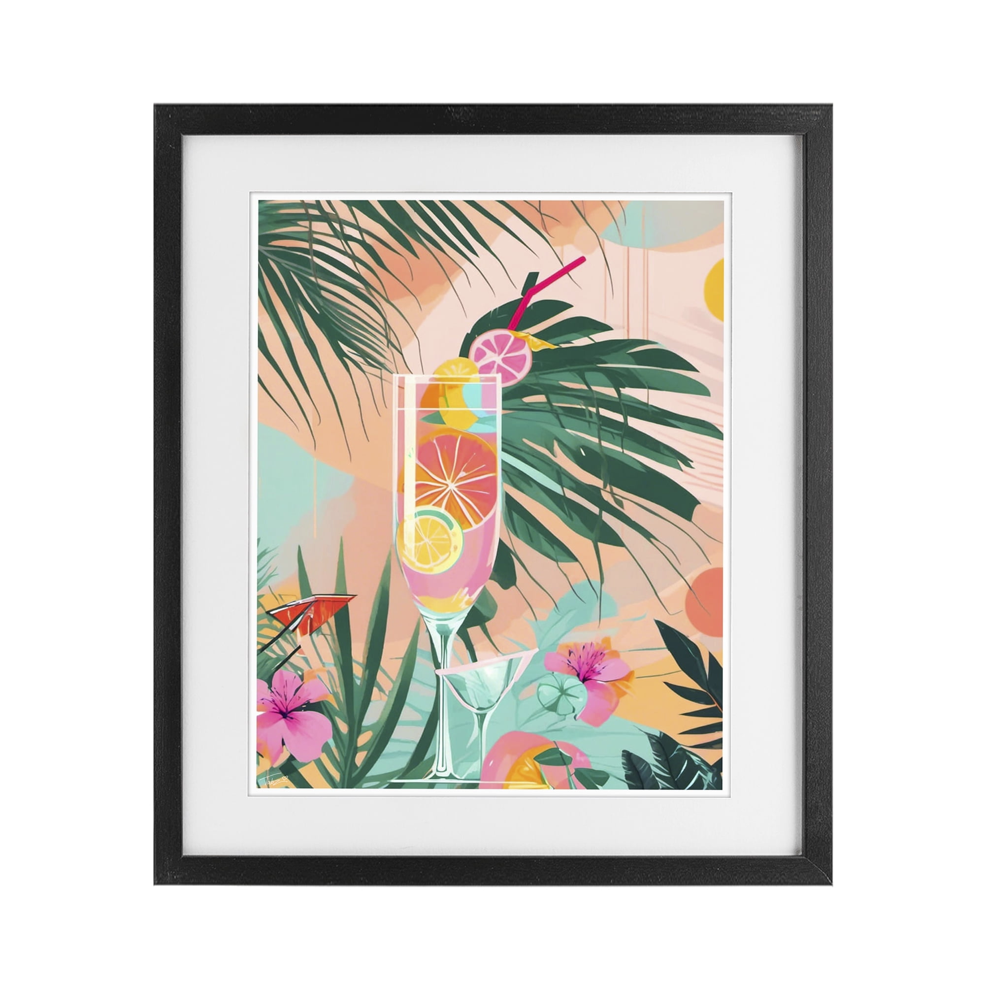 Stupell Industries Jungle Lemonade Cocktail Black Framed Print Under Glass, design by Tabz Jones