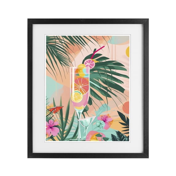 Stupell Industries Contemporary Jungle Lemonade Cocktail Black Framed Print Under Glass, 13 x 16, by Tabz Jones